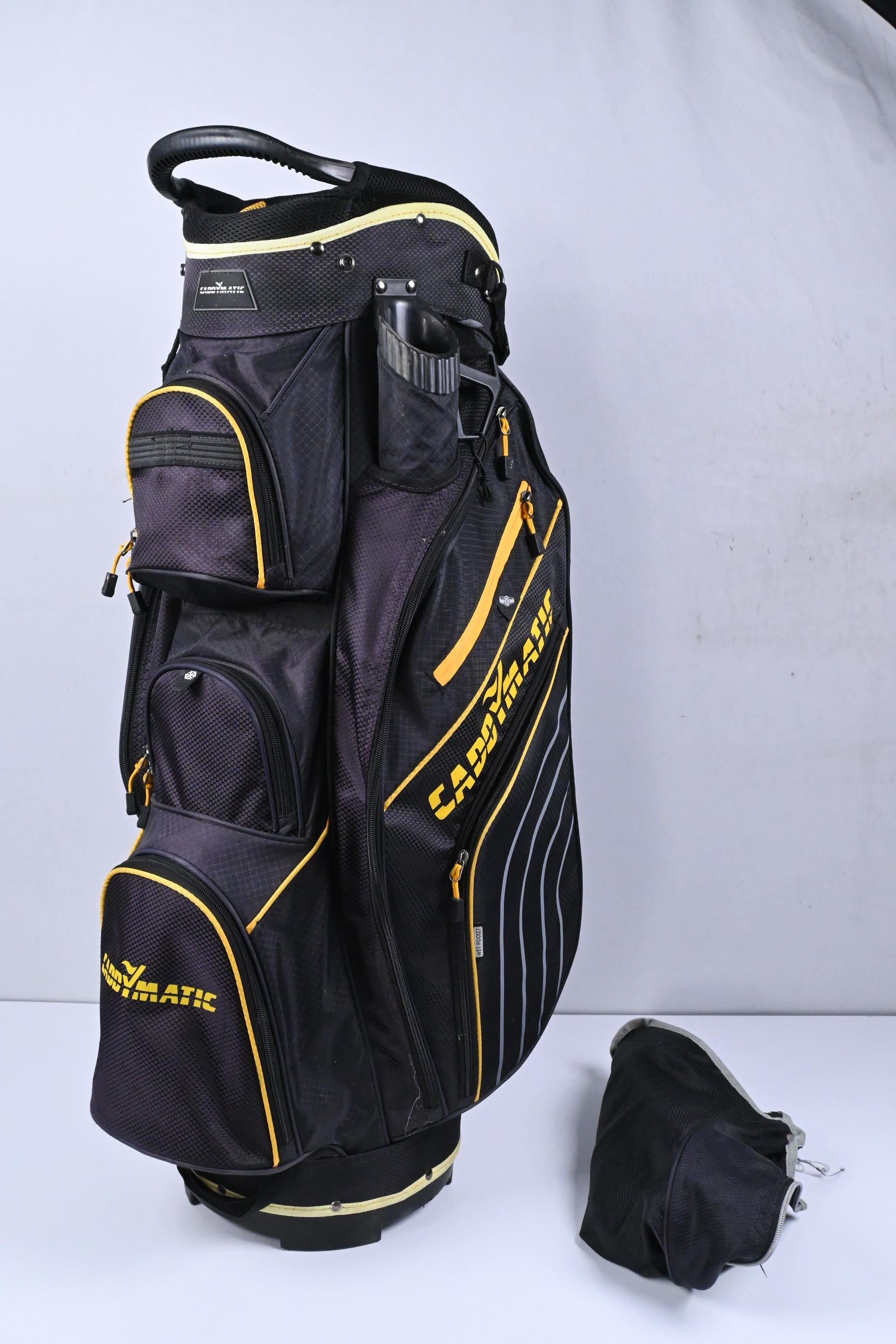 CaddyMatic Cart Bag / 14-Way Divider / Black, Yellow