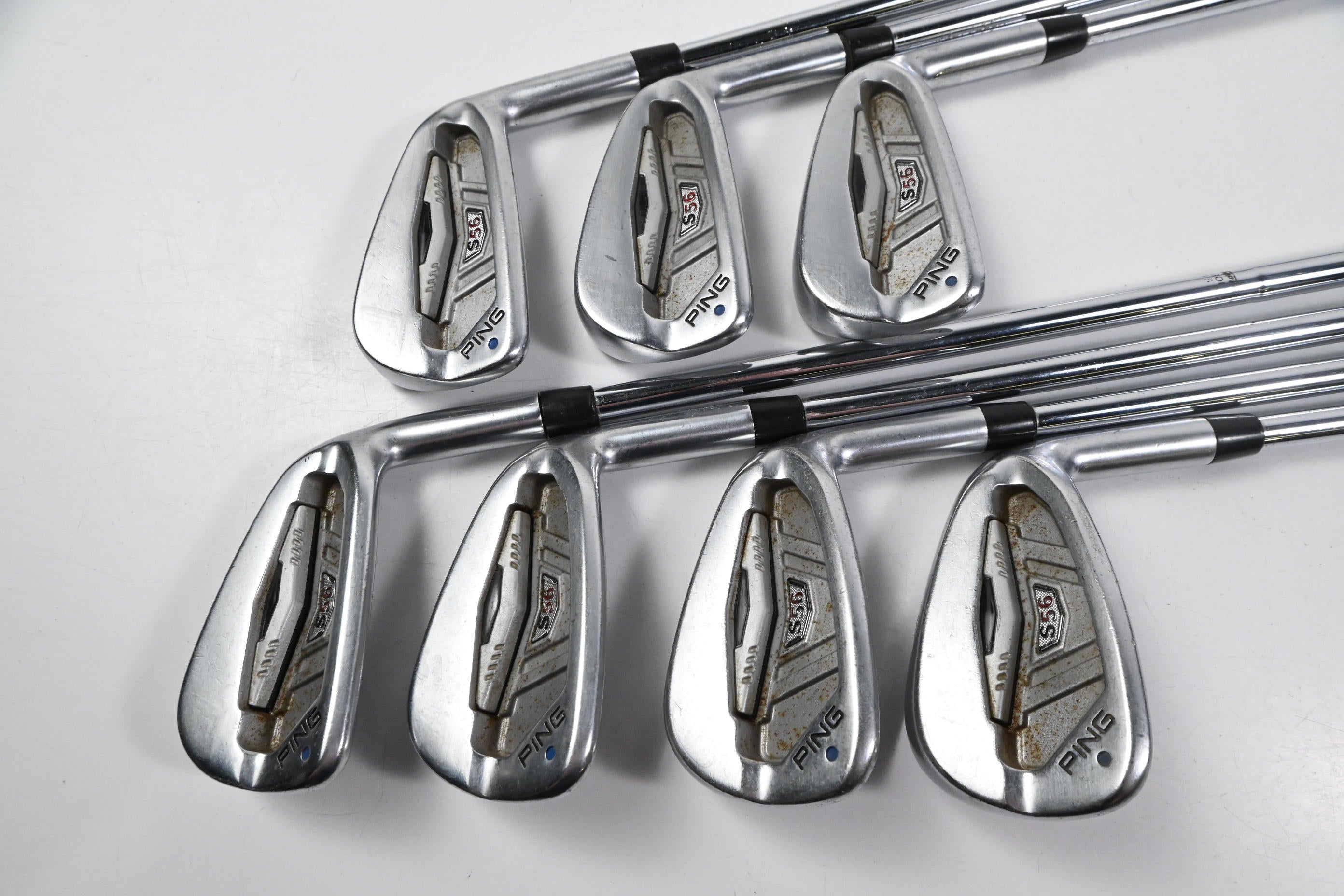 Ping S56 Irons / 4-PW / Blue Dot / Stiff Flex Dynamic Gold S300 Shafts