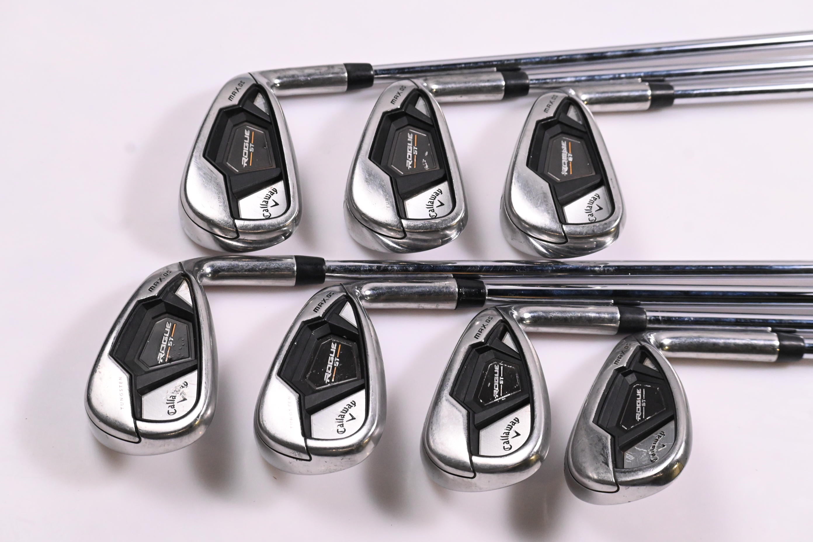 Callaway Rogue ST Max OS Irons / 5-PW+GW / Regular Flex Elevate MPH 85 Shafts