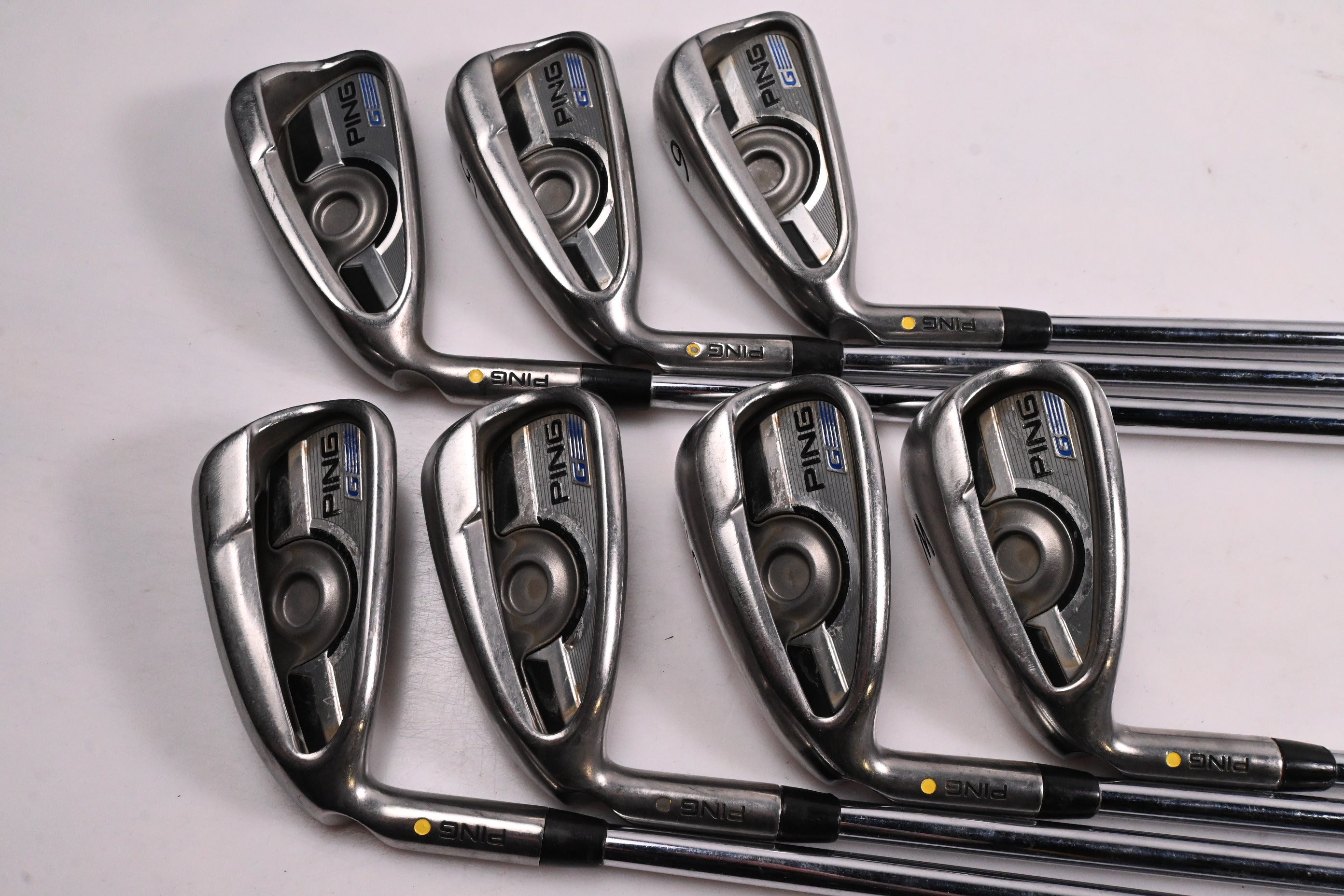 Left Hand Ping G Series Irons / 4-PW / Yellow Dot / Regular Flex Ping AWT 2.0