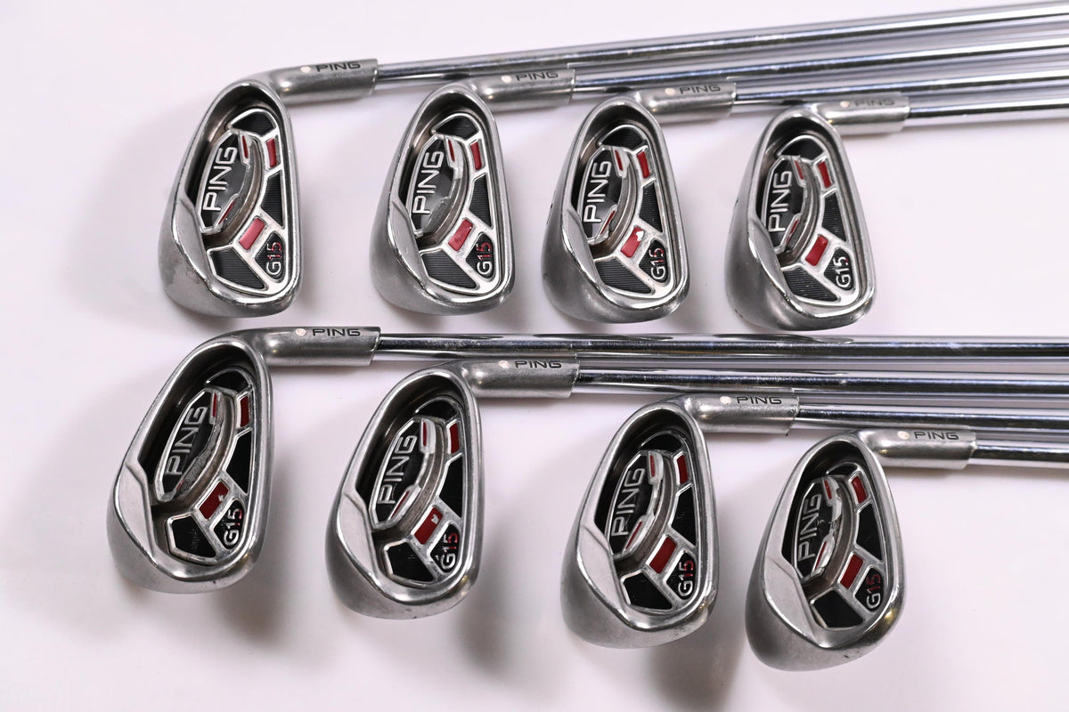 Ping G15 Irons / 4-PW+SW / White Dot / Regular Flex Steel Shafts