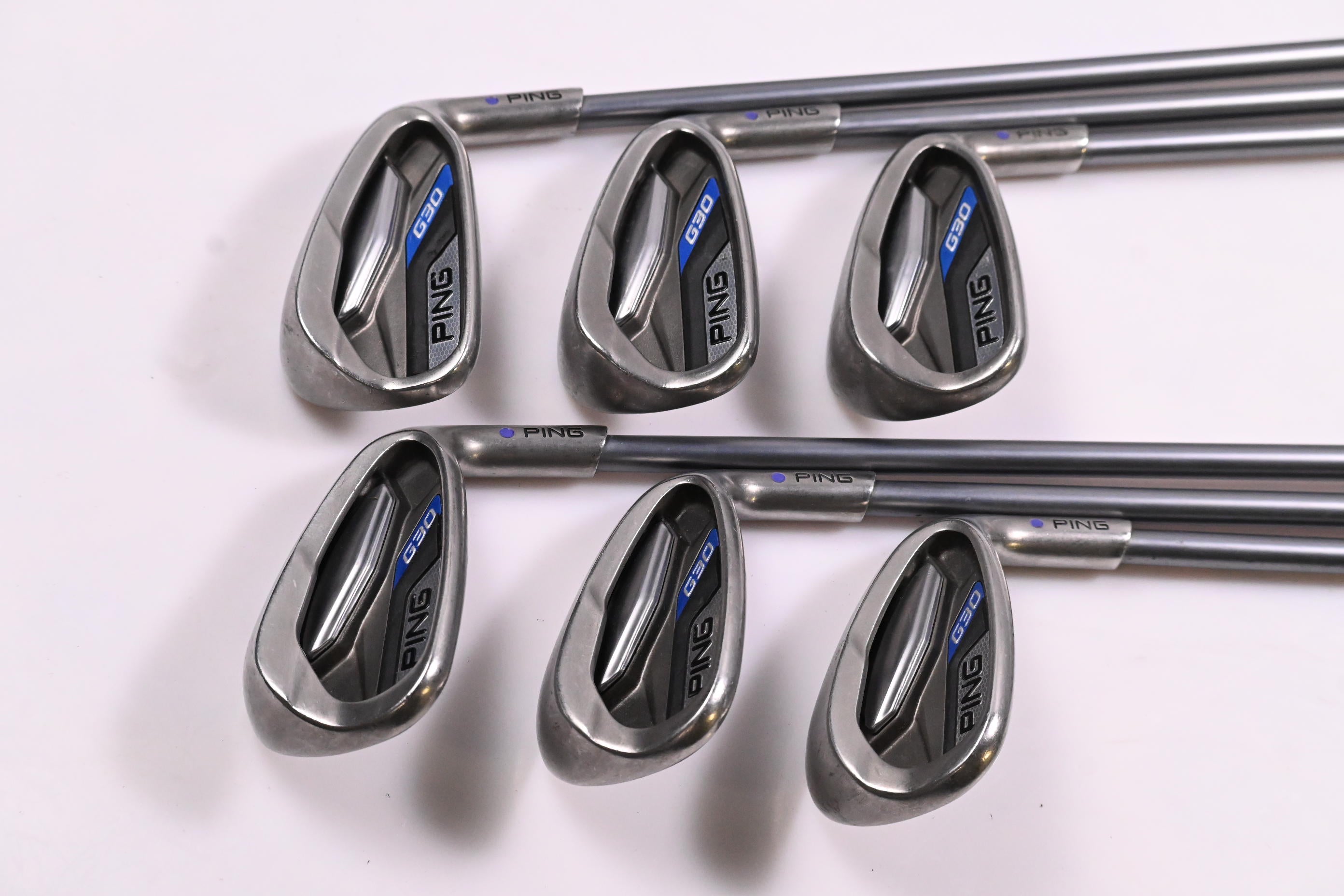 Ping G30 Irons / 7-PW+UW+SW / Blue Dot / Senior Flex Ping TFC 419 Shafts