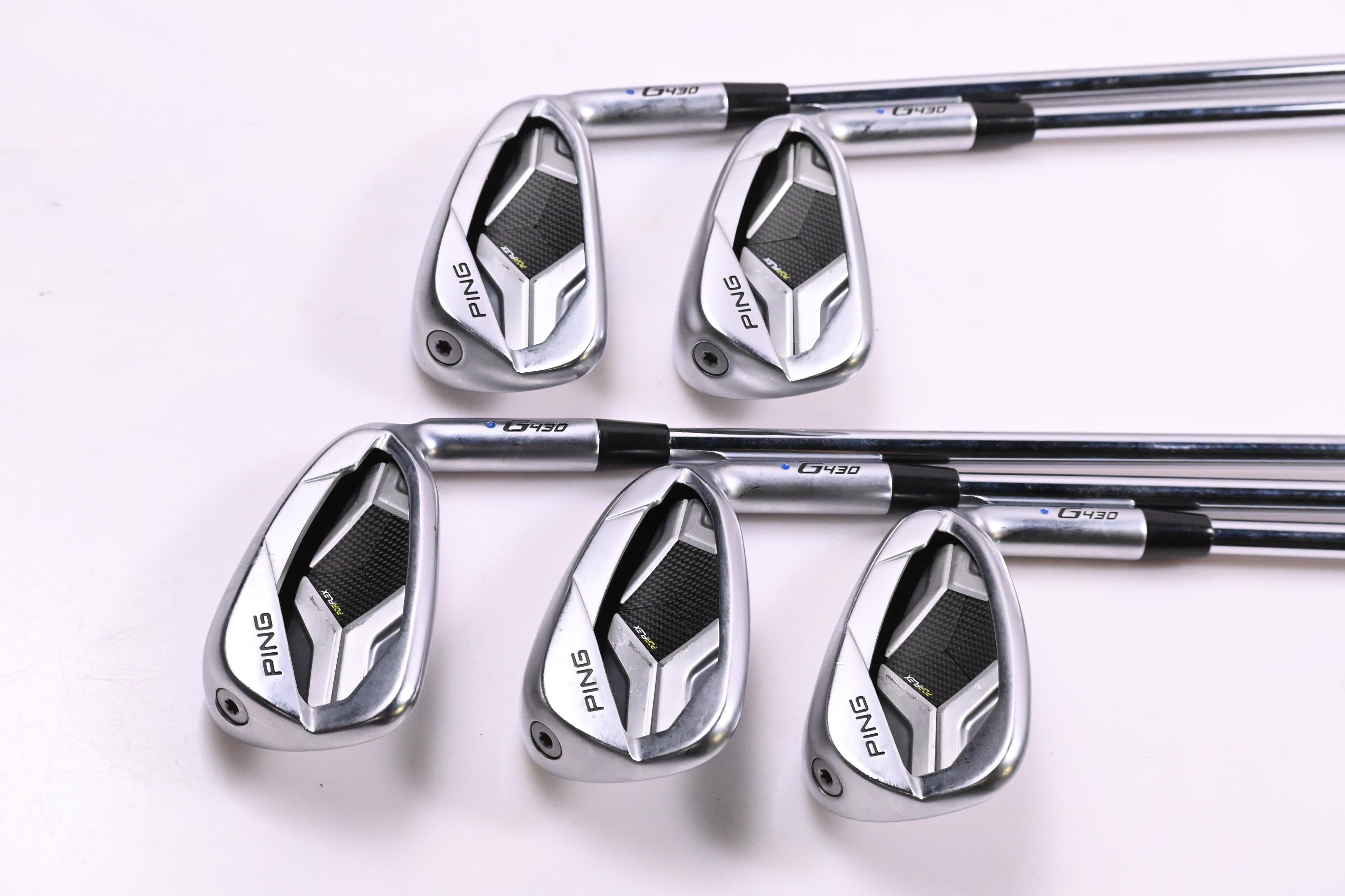 Ping G430 Irons / 6-PW / Blue Dot / Regular Flex Ping AWT 2.0 Shafts