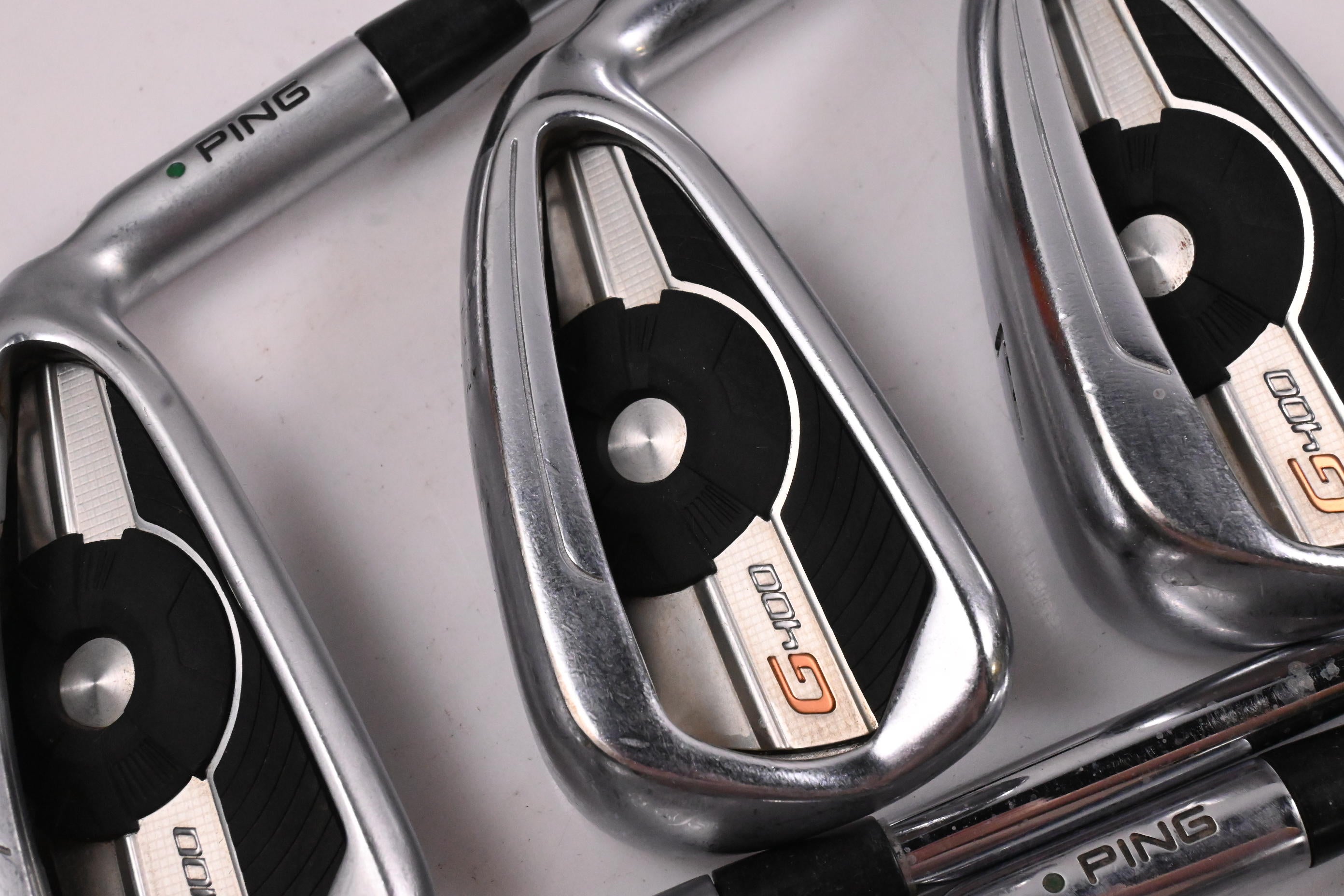 Ping G400 Irons / 5-PW+SW / Green Dot / Stiff Flex Ping AWT 2.0 Shafts