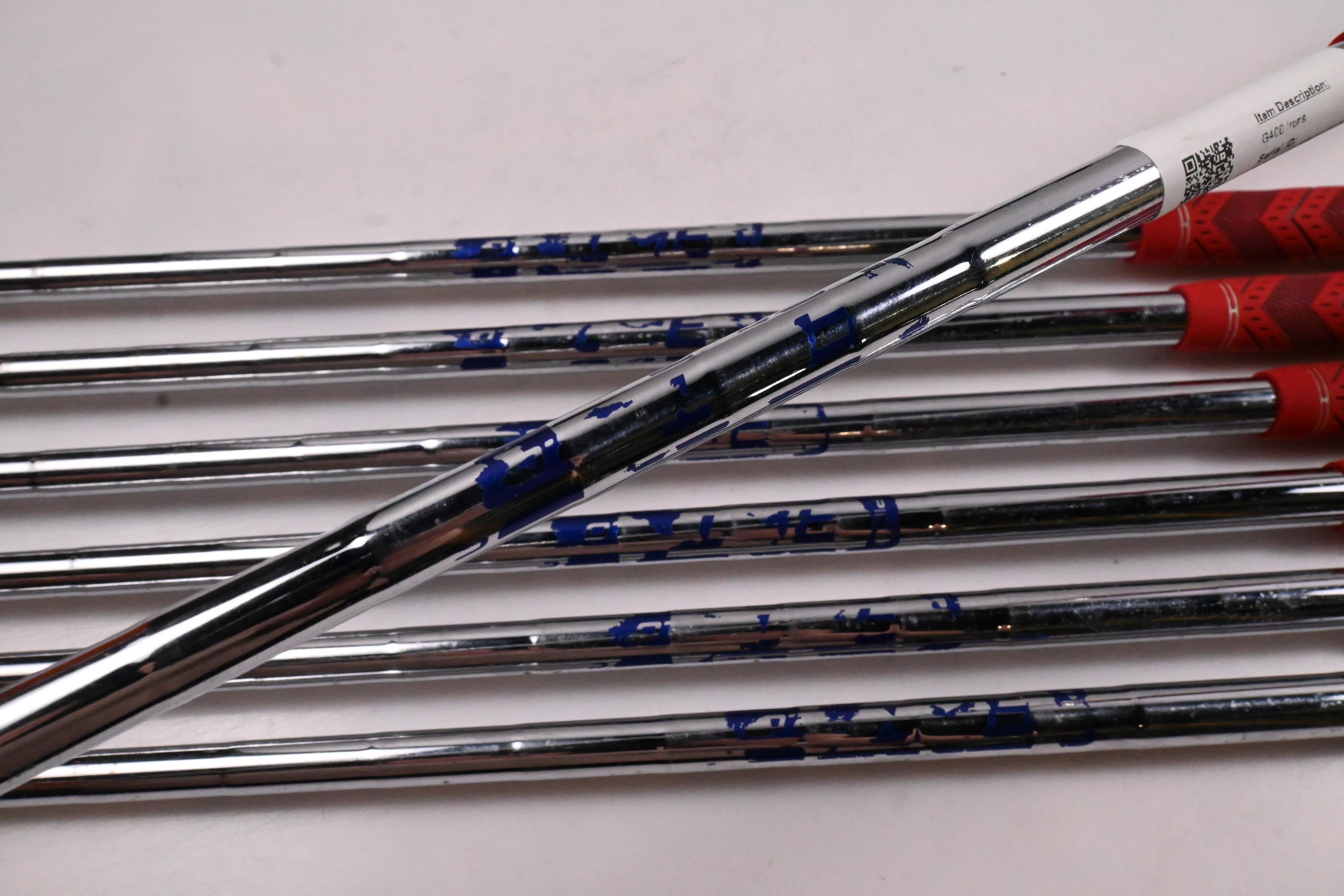 Ping G400 Irons / 5-PW+SW / Green Dot / Stiff Flex Ping AWT 2.0 Shafts