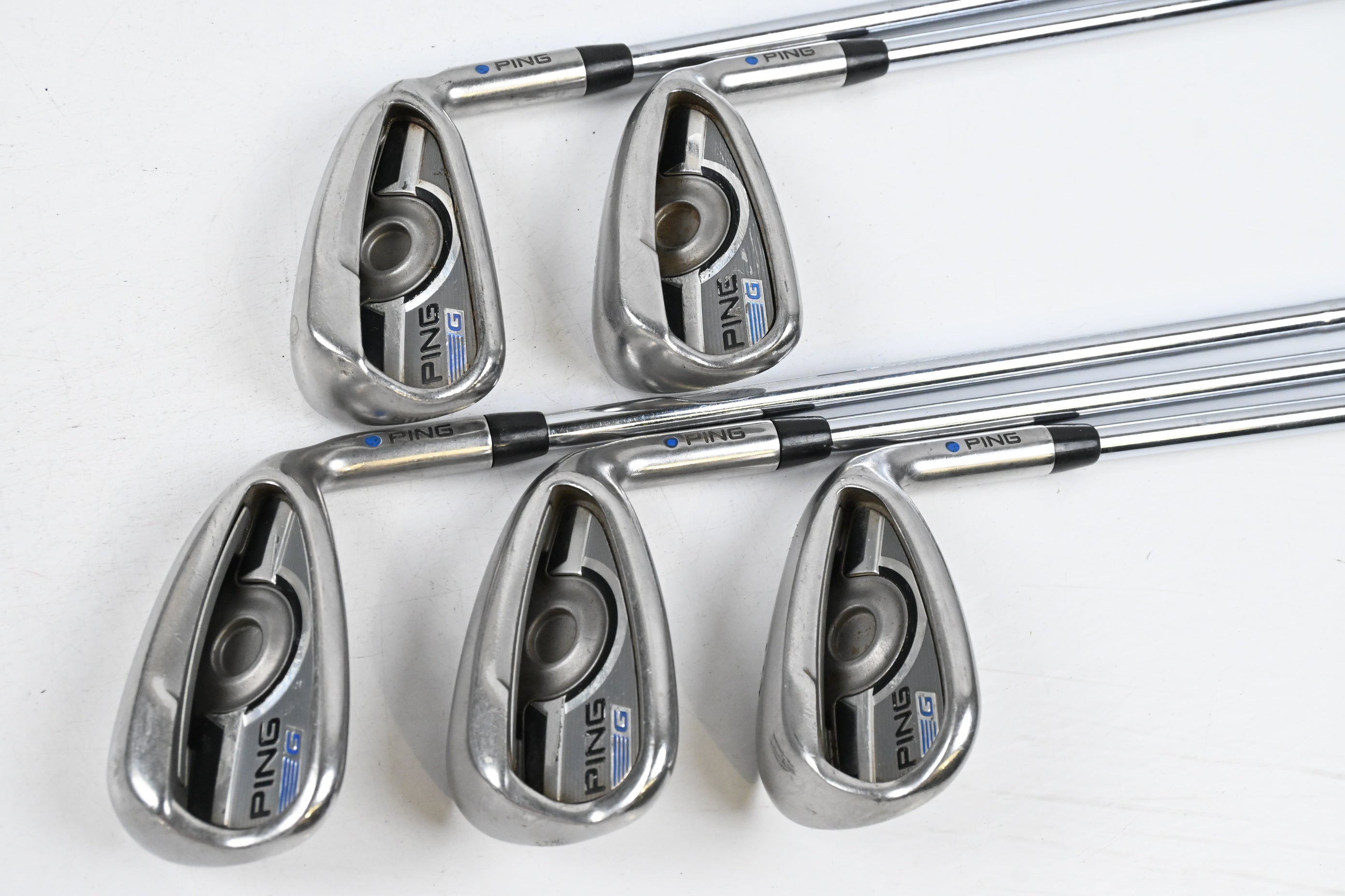 Ping G Series Irons / 7-PW+SW / Blue Dot / Regular Flex Ping AWT 2.0 Shafts