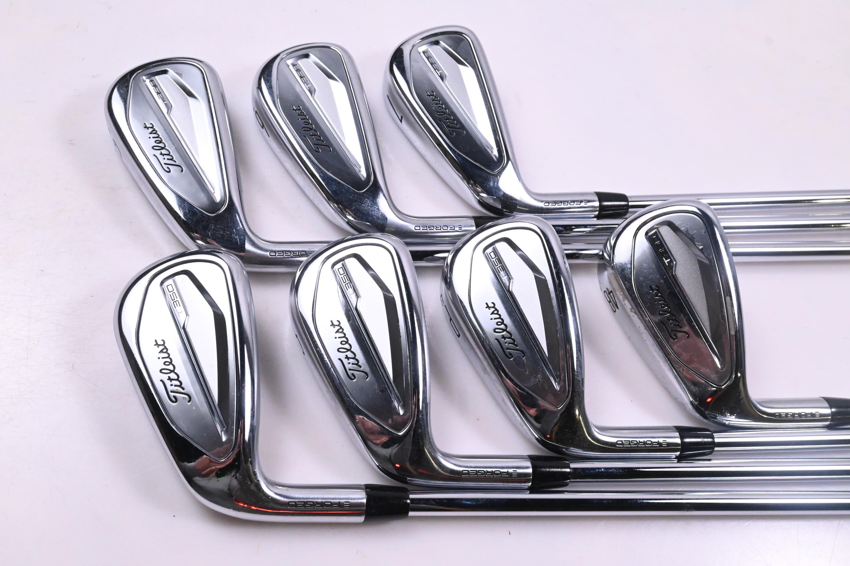 Left Hand Titleist T350 Irons / 5-PW+GW / Regular Flex AMT Red R300 Shafts
