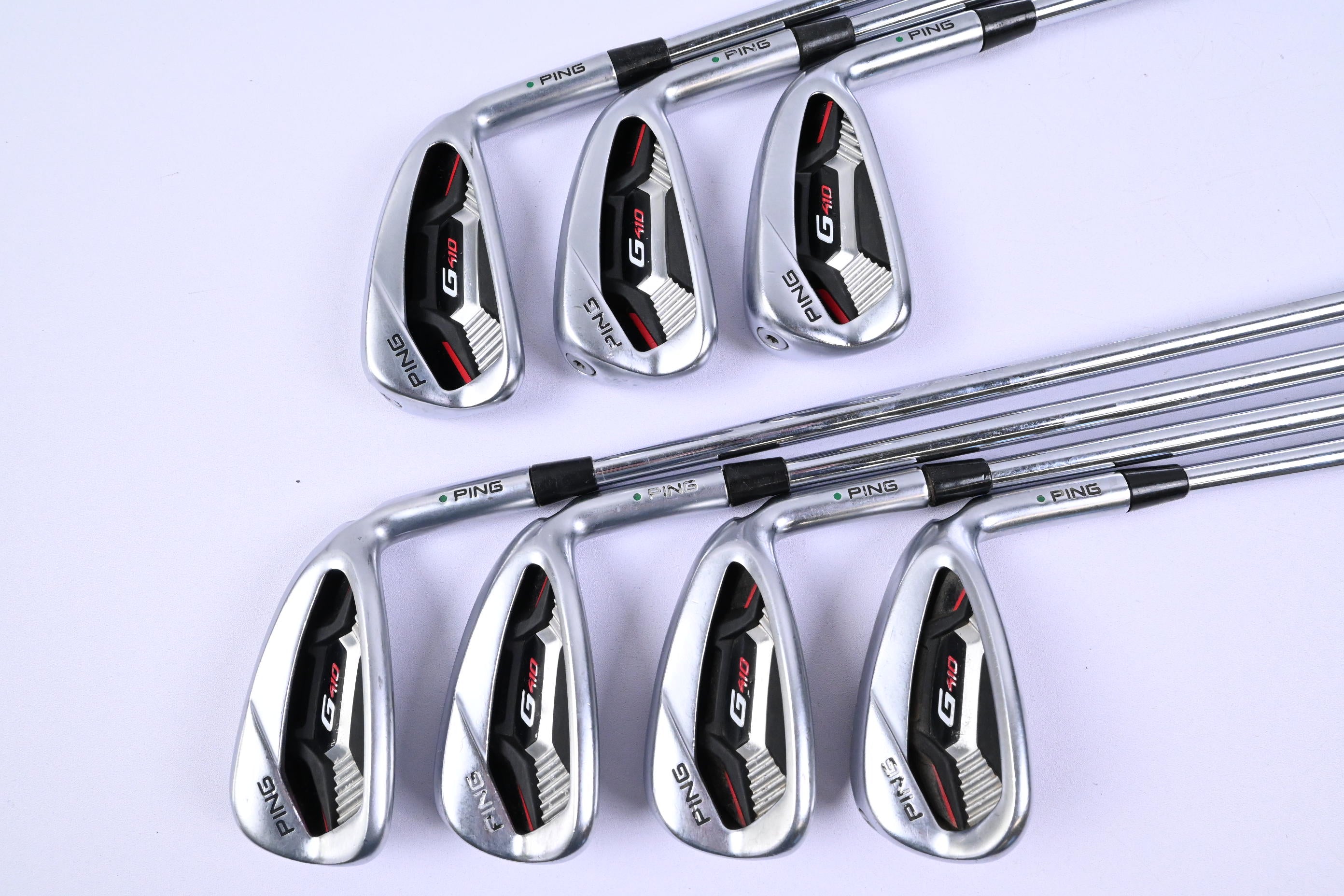Ping G410 Irons / 5-PW+SW / Green Dot / Regular Flex Dynamic Gold 105 Shafts