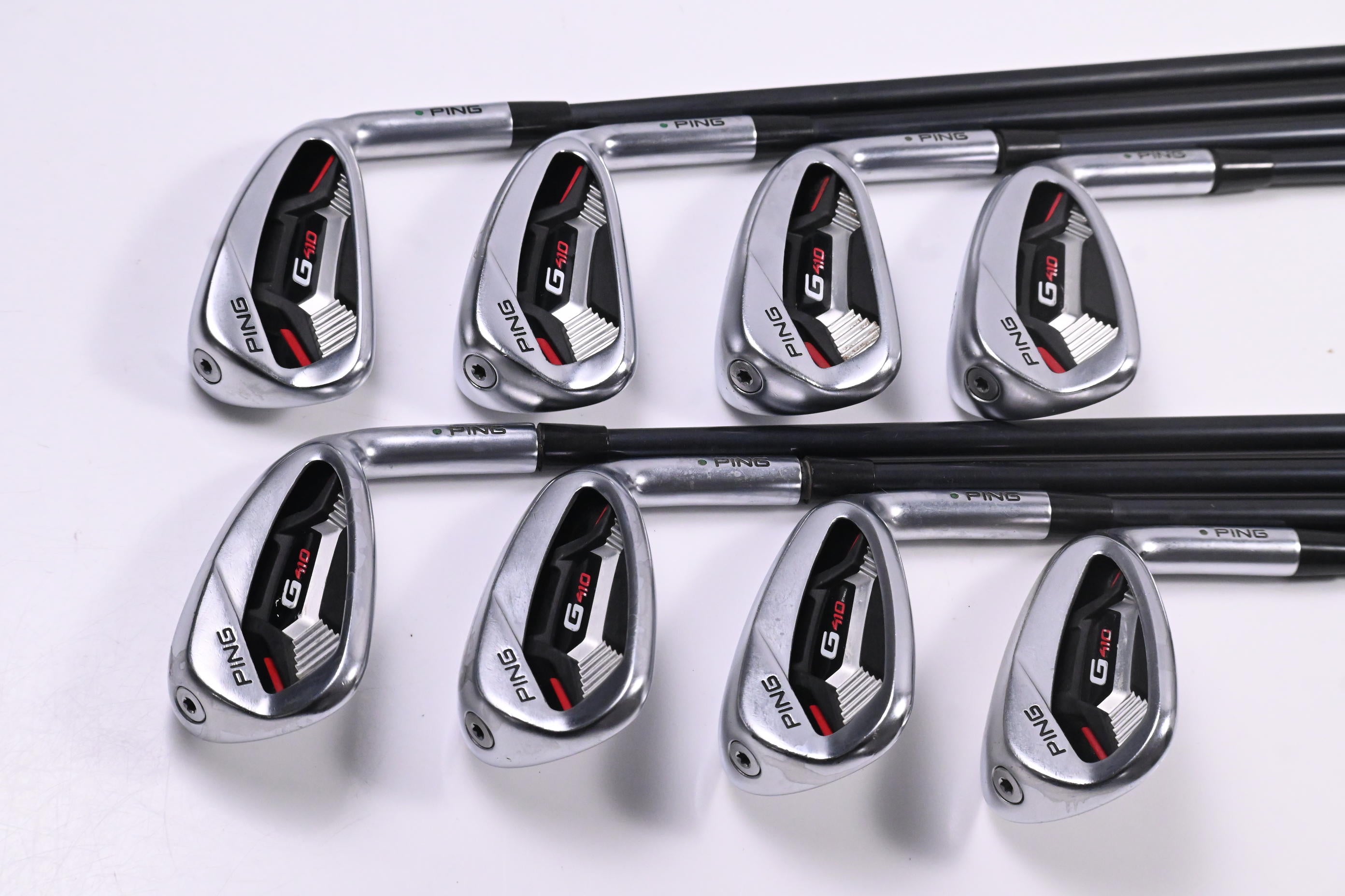 Ping G410 Irons / 5-PW+GW+SW / Green Dot / Regular Flex Ping Alta CB Red Shafts