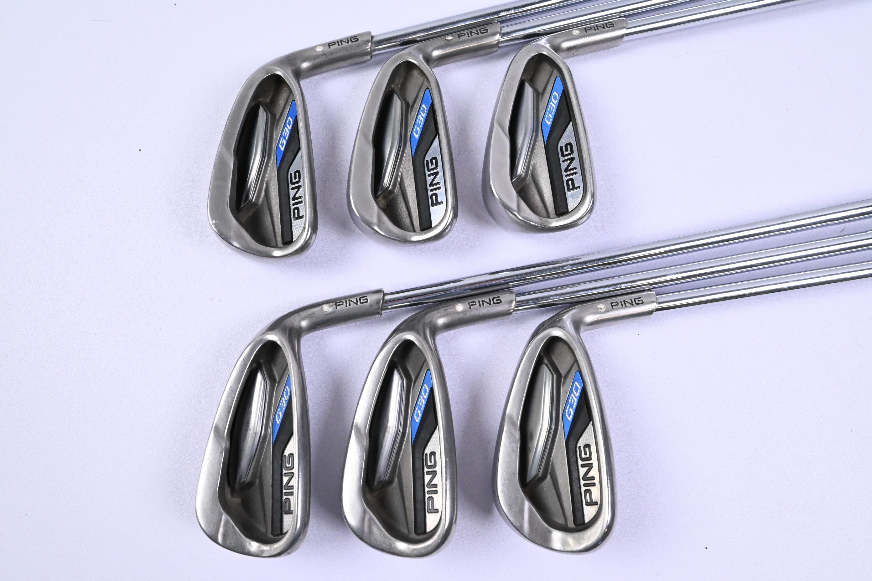 Ping G30 Irons / 5-PW / White Dot / Regular Flex Ping CFS Distance Shafts