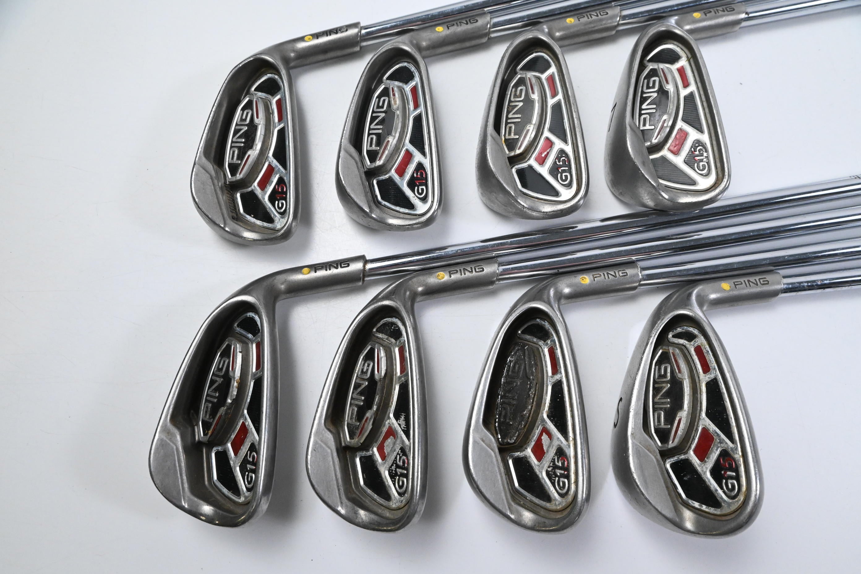 Ping G15 Irons / Yellow Dot / 4-PW+SW / Regular Flex Ping AWT Shafts