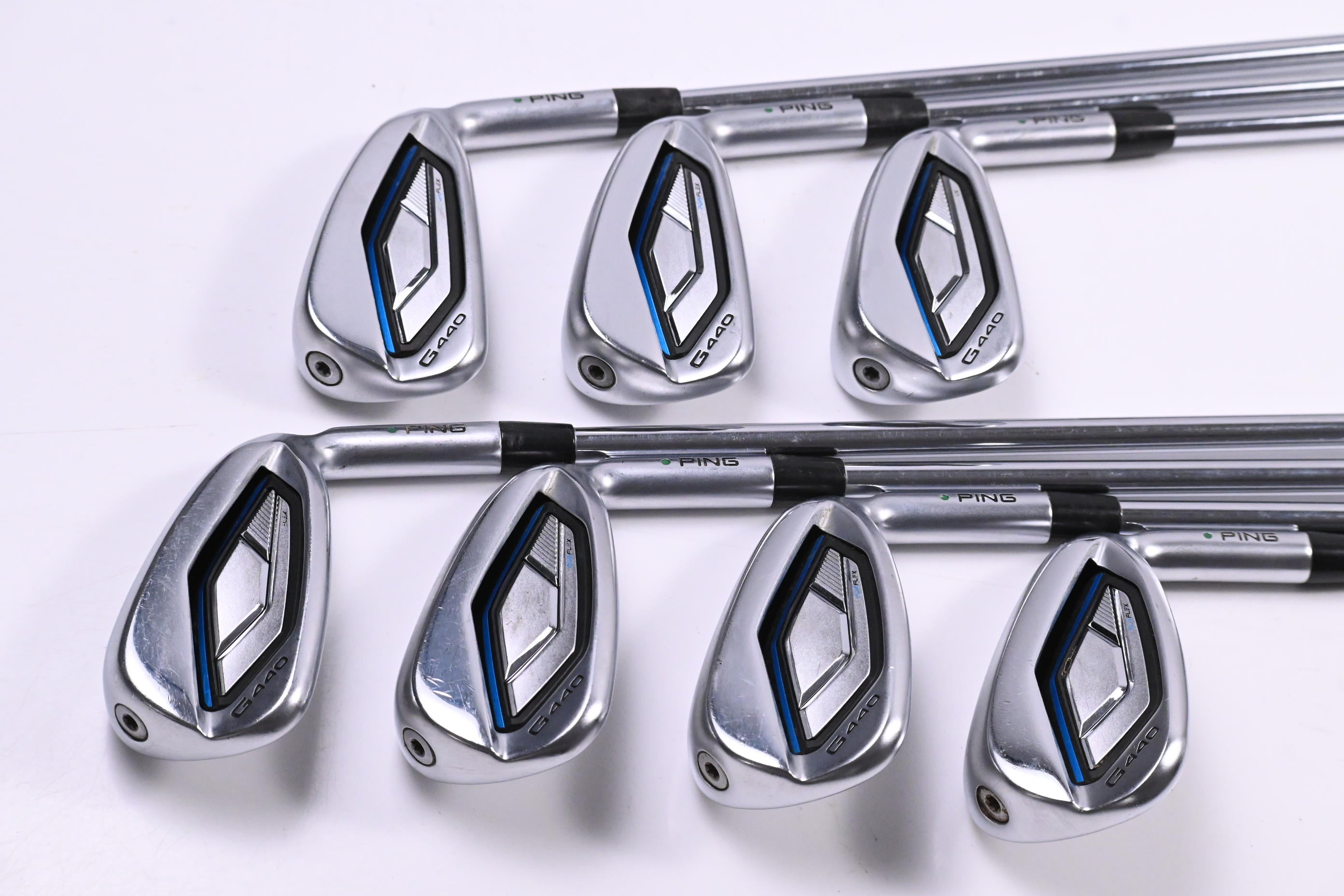 Ping G440 Irons / 5-PW+GW / Green Dot / Regular Flex Ping AWT 3.0 Shafts