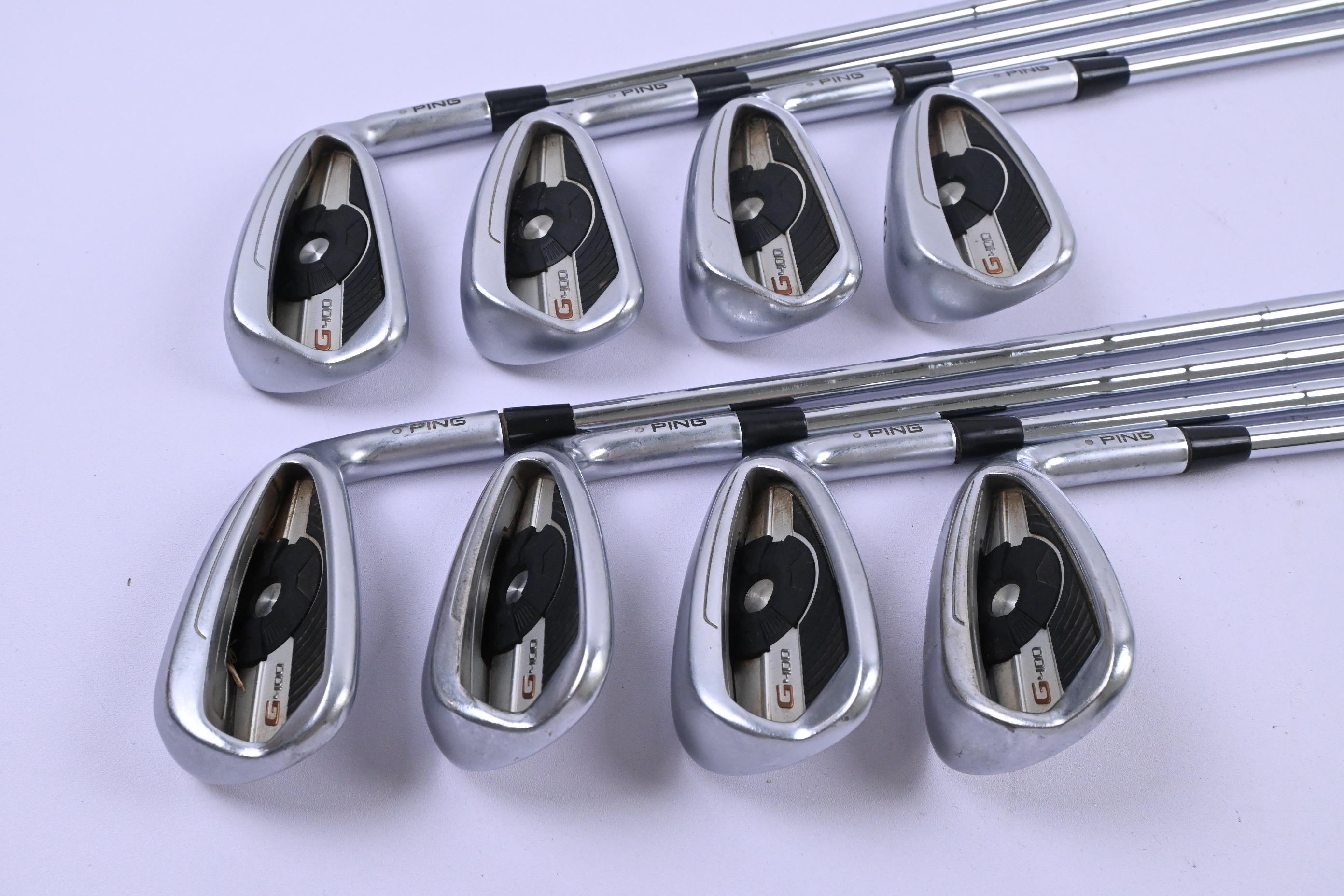 Ping G400 Irons / 5-PW+GW+SW / White Dot / Stiff Flex Ping CFS Shafts