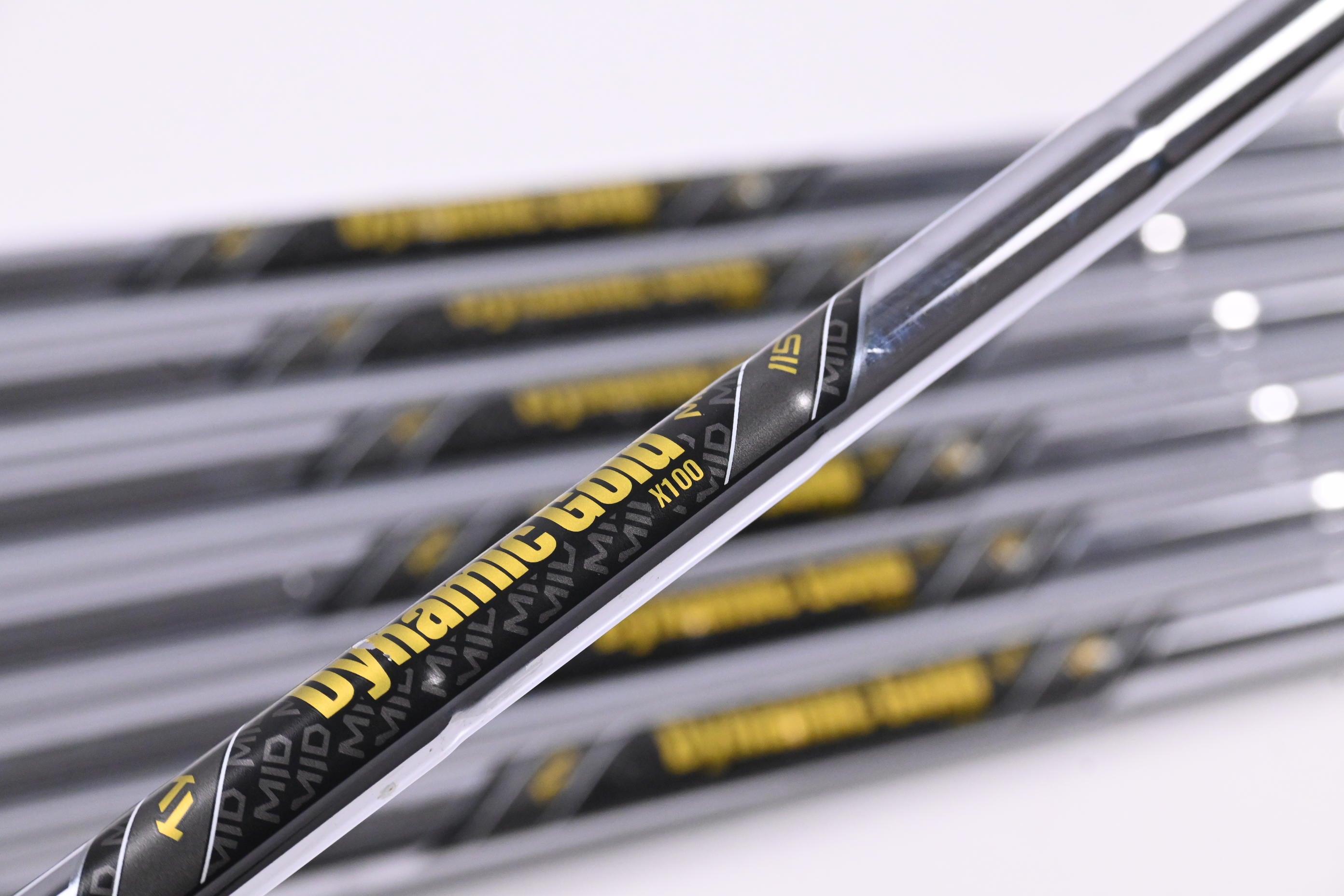 Dynamic Gold Mid 115 X100 Iron Shafts / X-Flex / Set Of 7 / .355" Tip