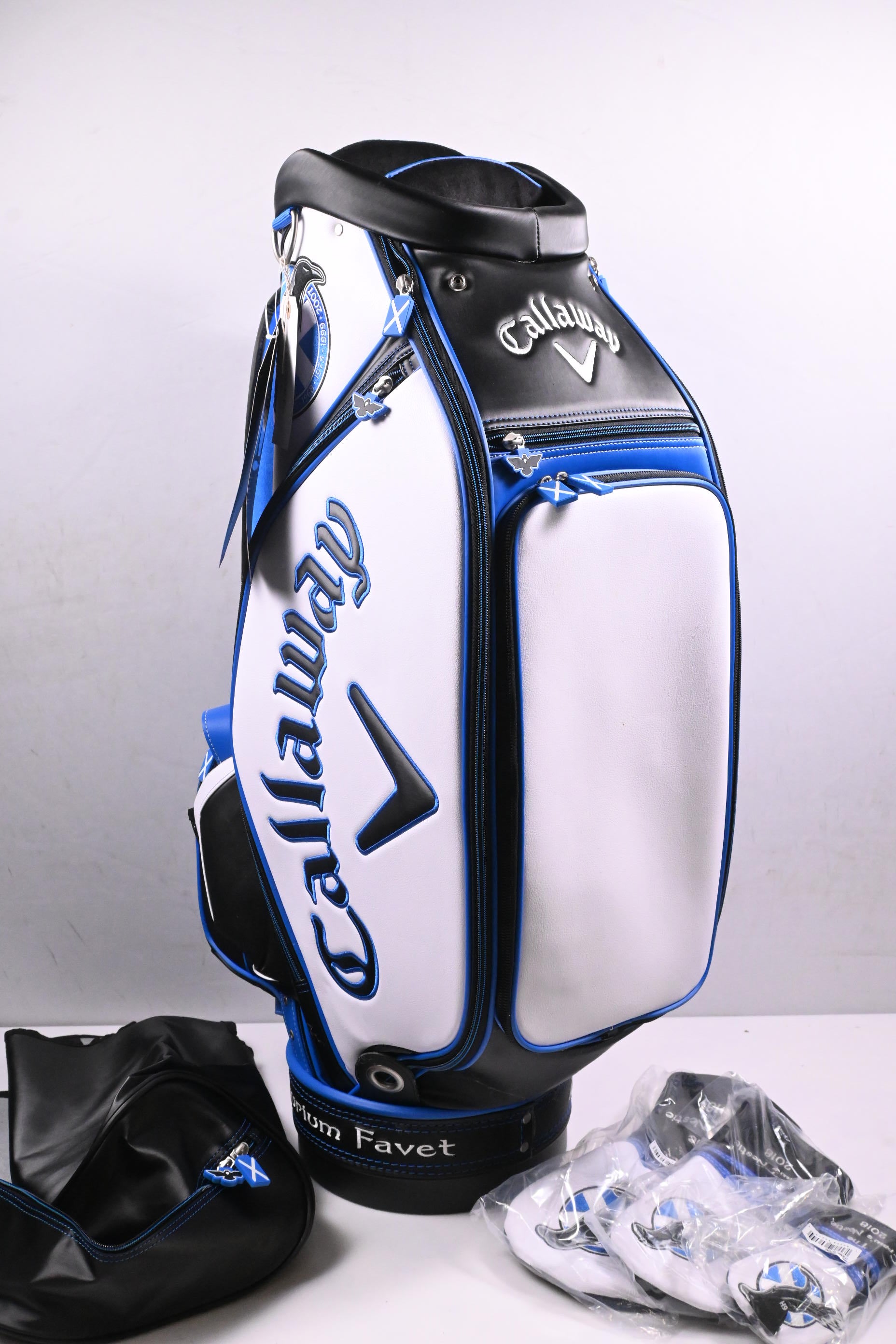Callaway 2018 Open Championship Tour Bag / 6-Way Divider / White, Black, Blue