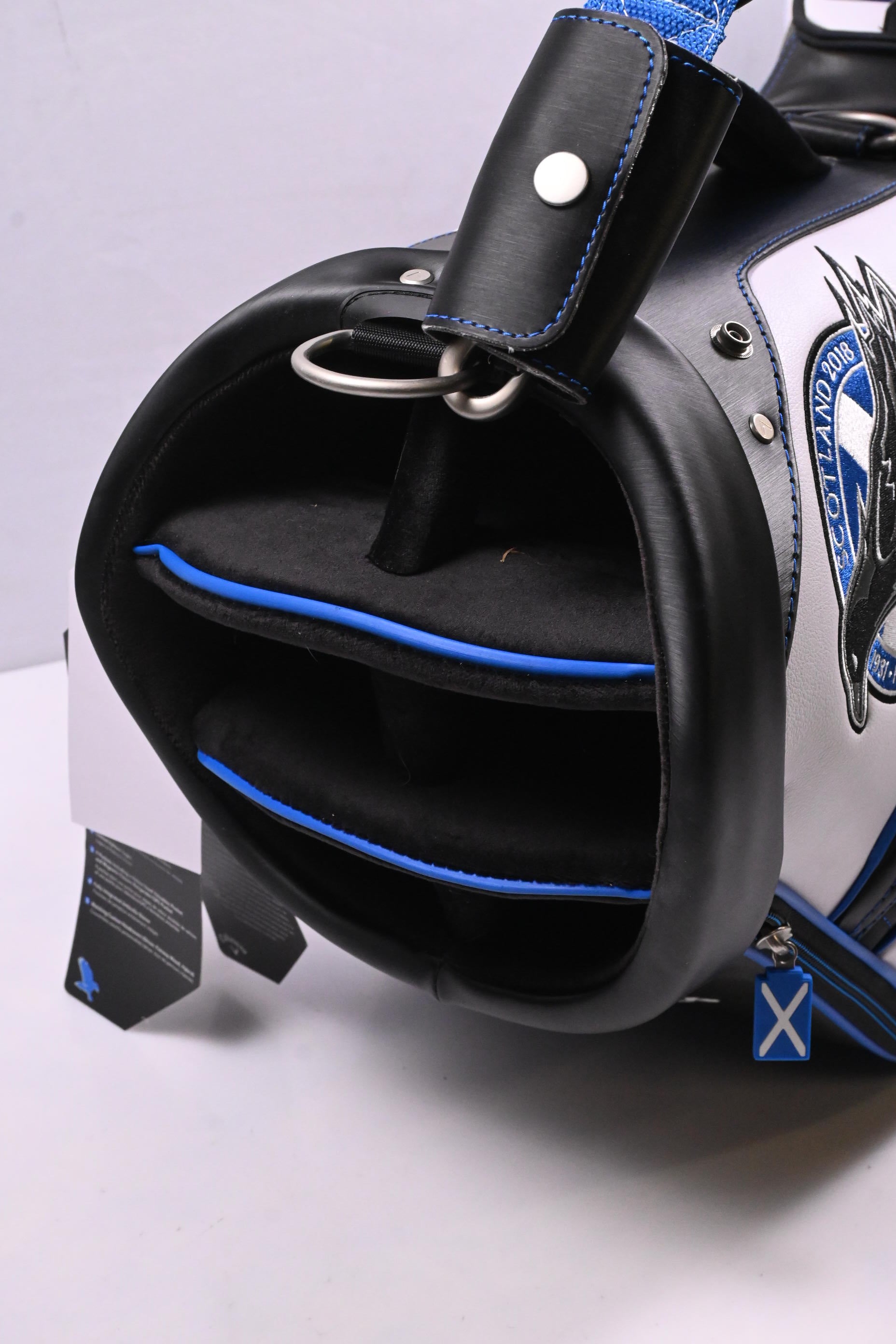 Callaway 2018 Open Championship Tour Bag / 6-Way Divider / White, Black, Blue