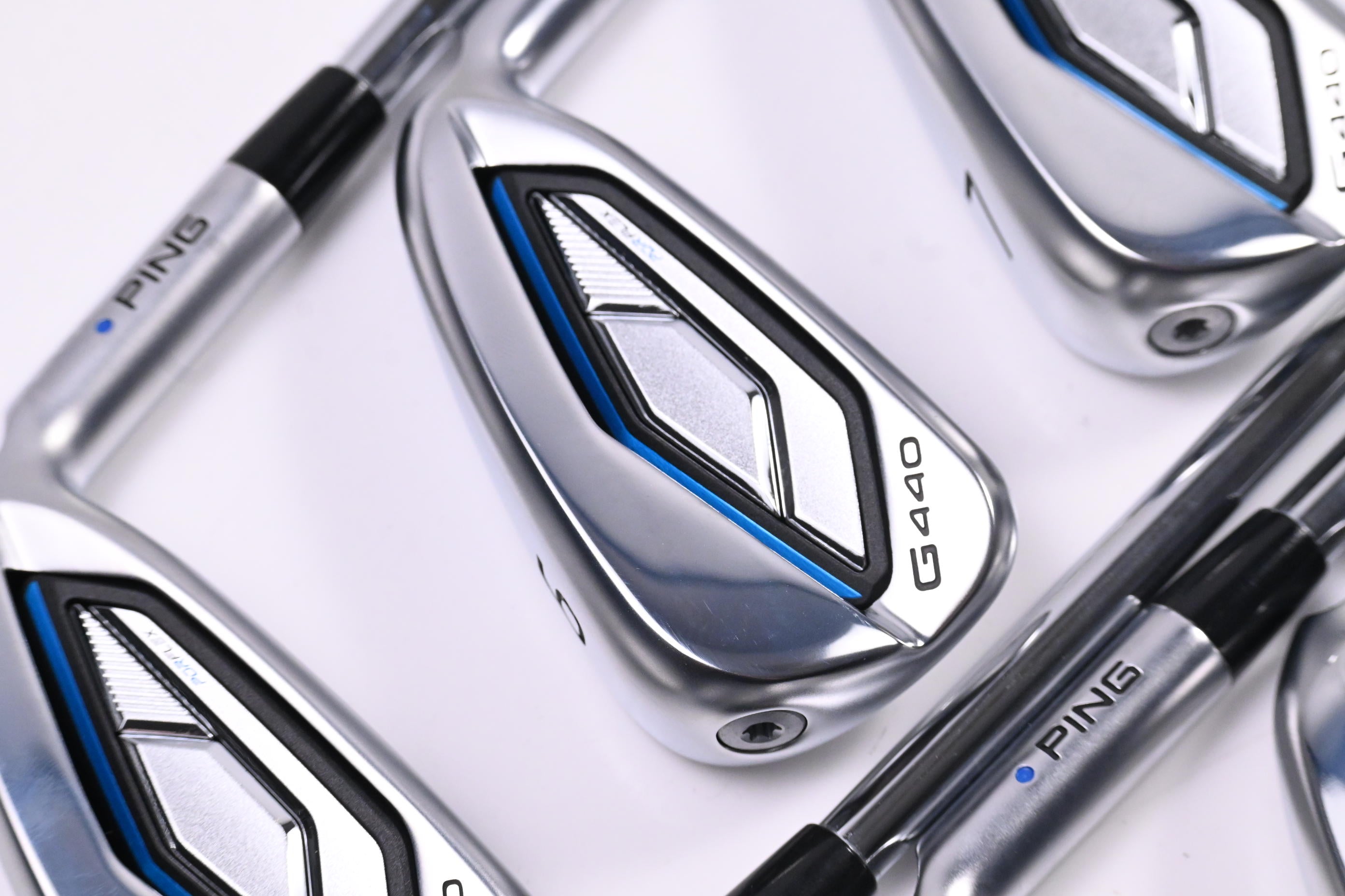 Ping G440 Irons / 5-PW+56 Degree / Blue Dot / Stiff Flex Ping AWT 3.0 Shafts