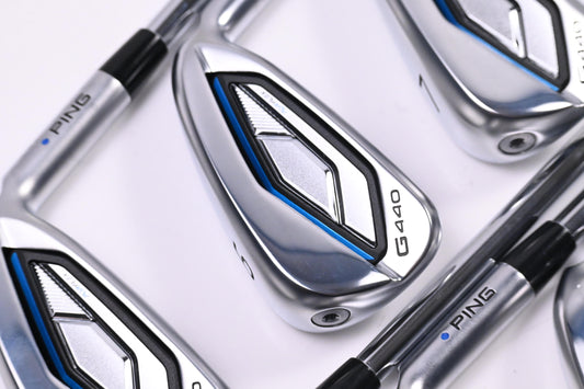 Ping G440 Irons / 5-PW+56 Degree / Blue Dot / Stiff Flex Ping AWT 3.0 Shafts