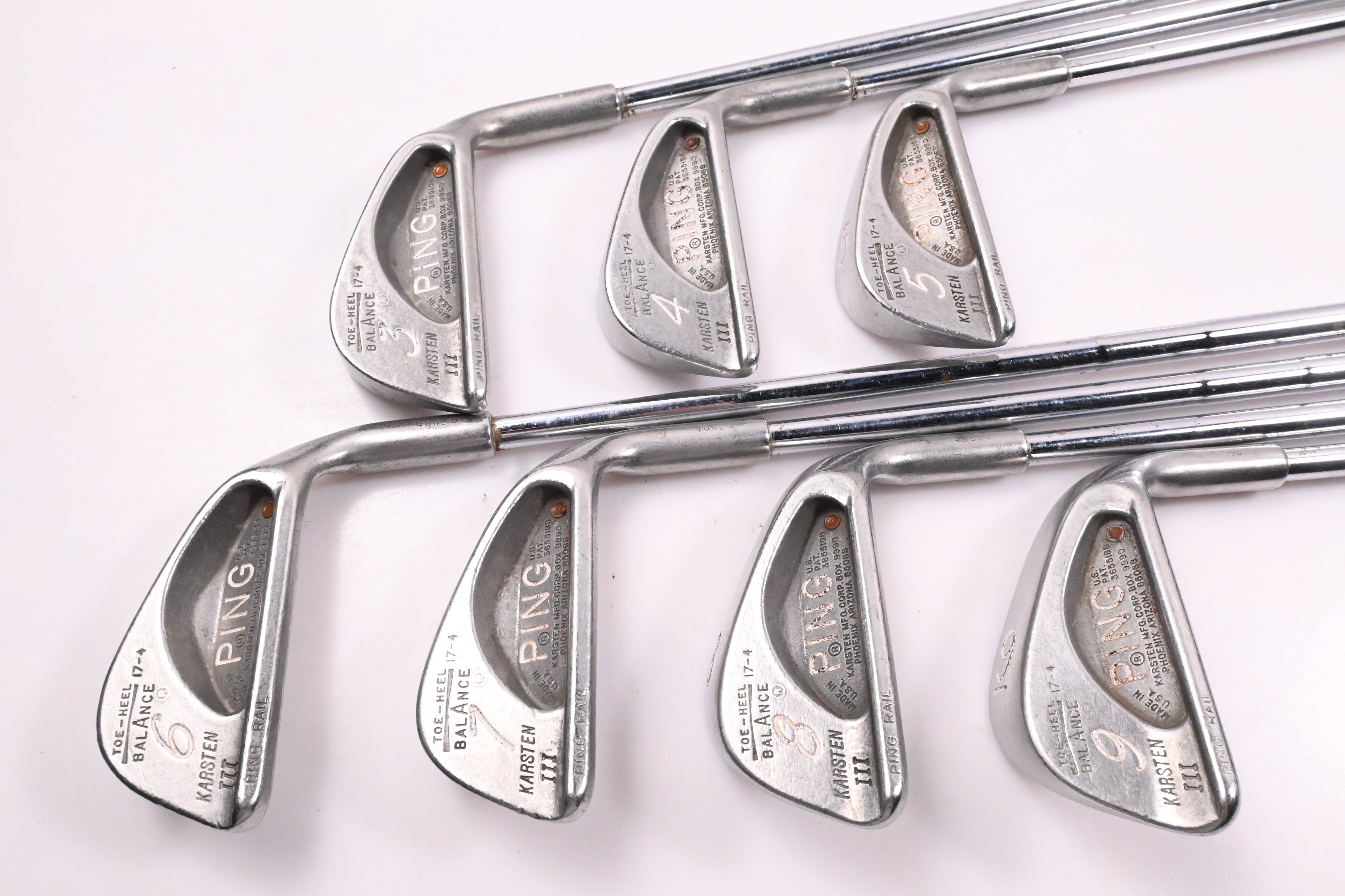 Ping Karsten III Irons / 3-9i / Brown Dot / Stiff Flex Ping Karsten KT Steel Shafts
