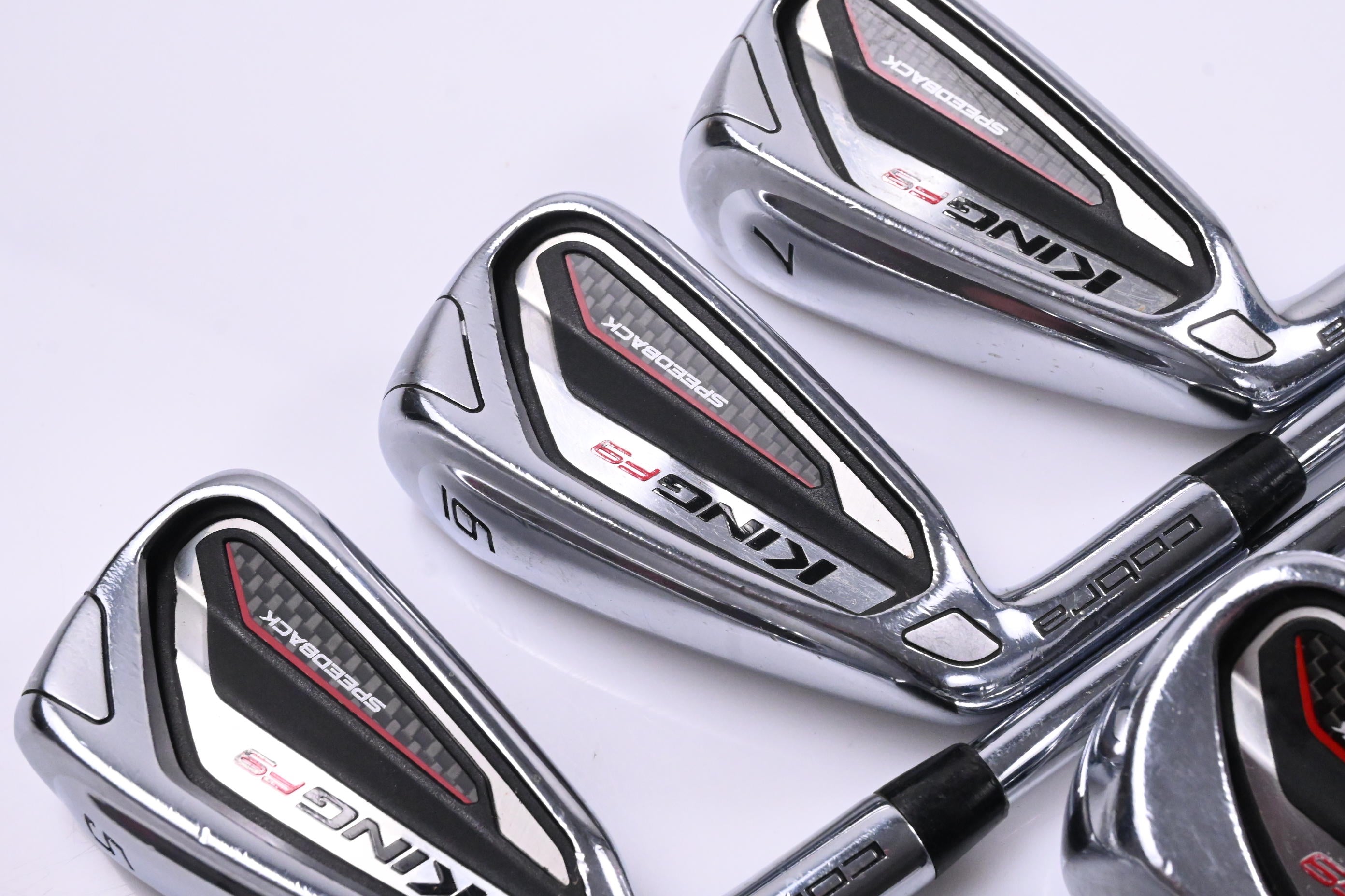 Left Hand Cobra King F9 Irons / 5-PW / Regular Flex KBS Tour 90 Shafts