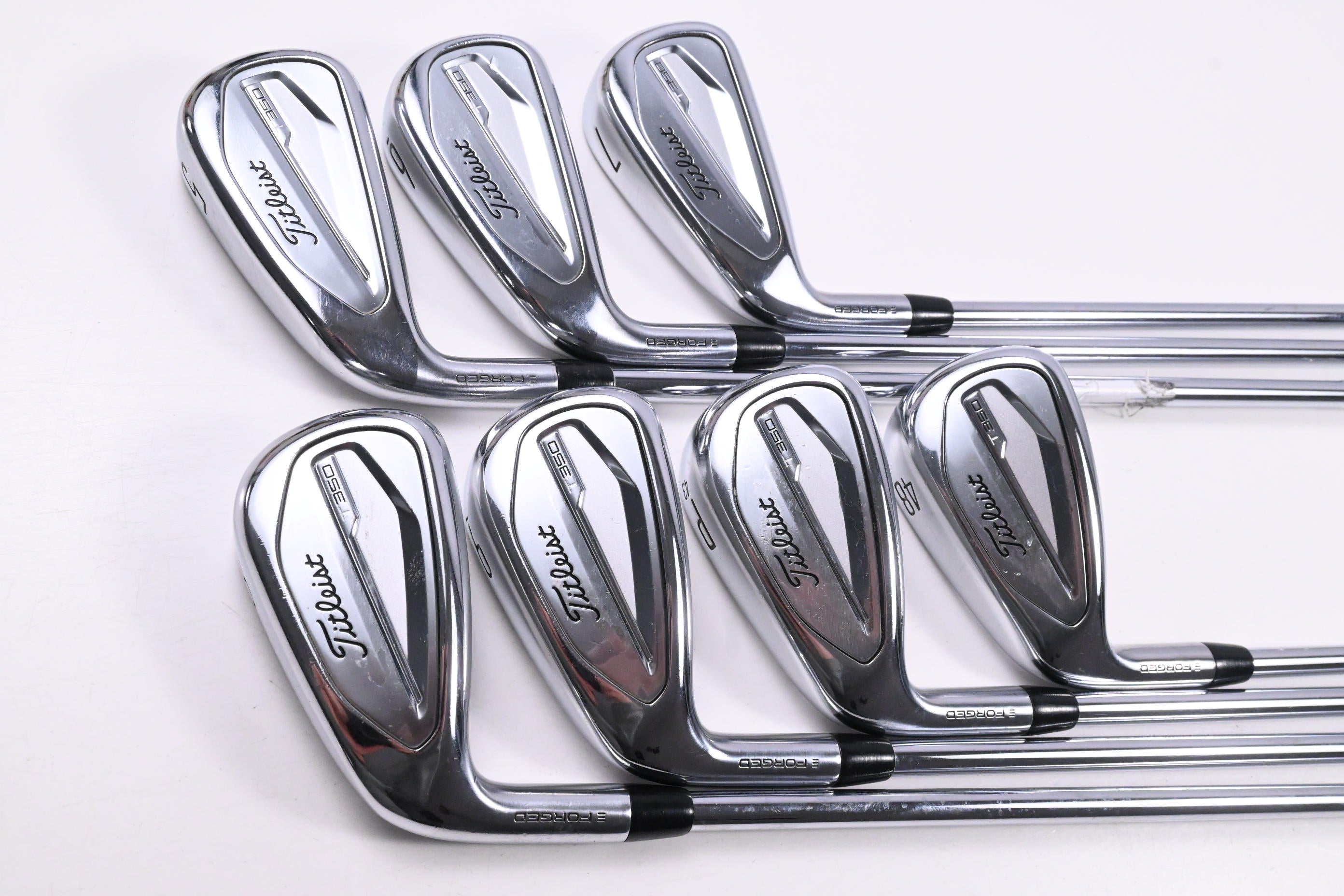 Left Hand Titleist T350 Irons / 5-PW+48° / Regular Flex AMT Red R300 Shafts