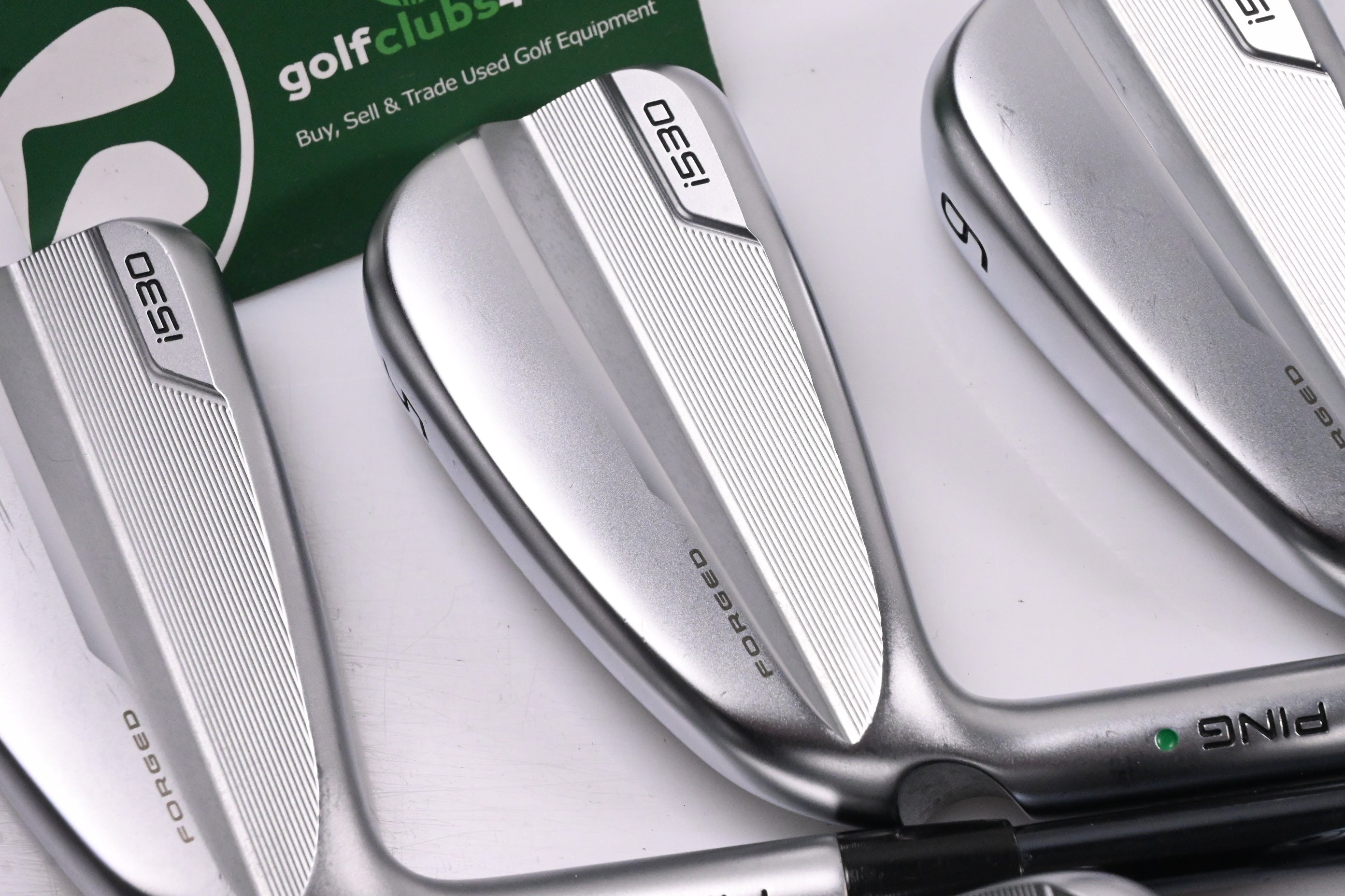 Left Hand Ping i530 Irons / 4-PW+GW / Green Dot / Stiff Flex UST Recoil Dart 75