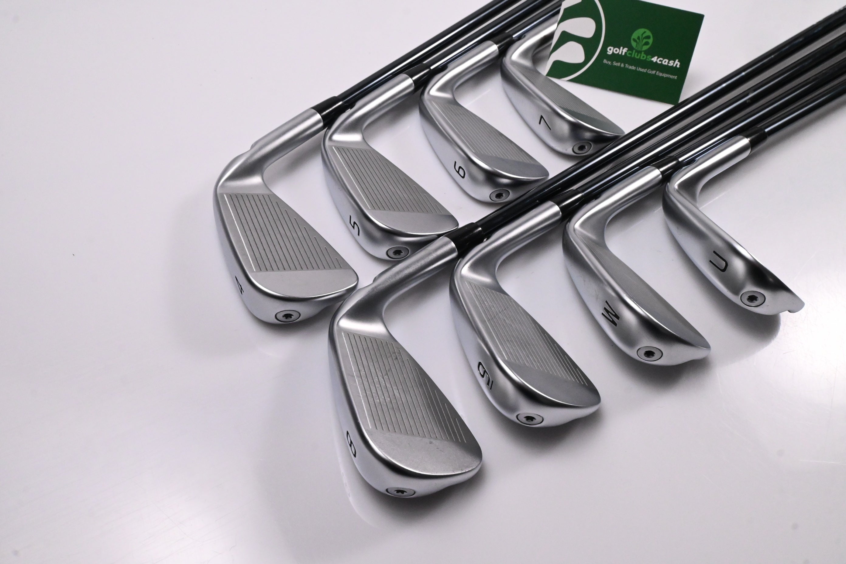 Left Hand Ping i530 Irons / 4-PW+GW / Green Dot / Stiff Flex UST Recoil Dart 75