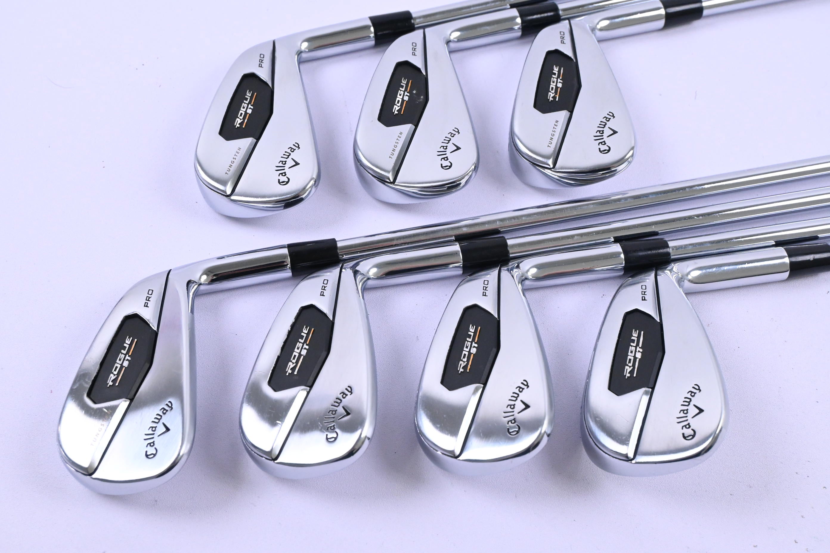 Callaway Rogue ST Pro Irons / 4-PW / Stiff Flex Project X Rifle 105 Shafts