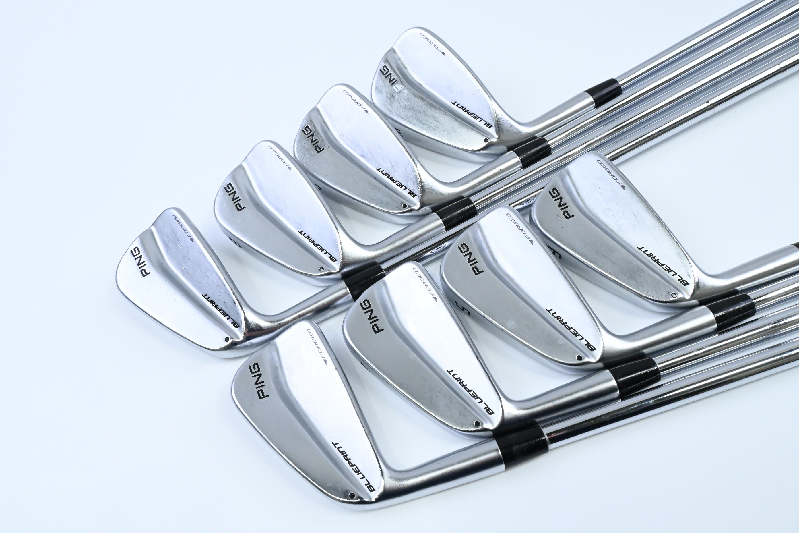 Left Hand Ping Blueprint Irons / 3-PW / Black Dot / Stiff Flex Dynamic Gold 120