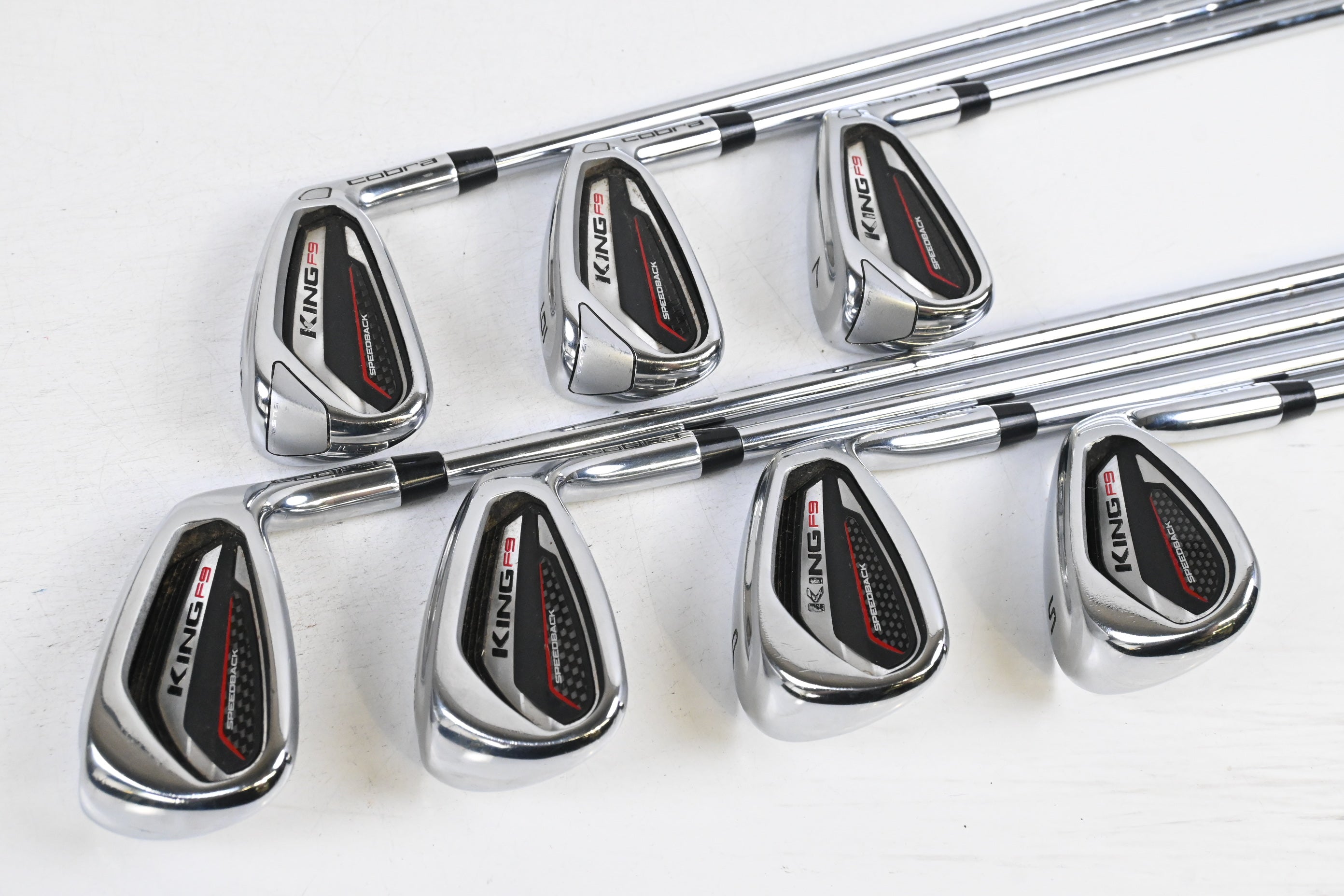 Cobra King F9 Irons / 5-PW+SW / Stiff Flex KBS Tour 90 Shafts