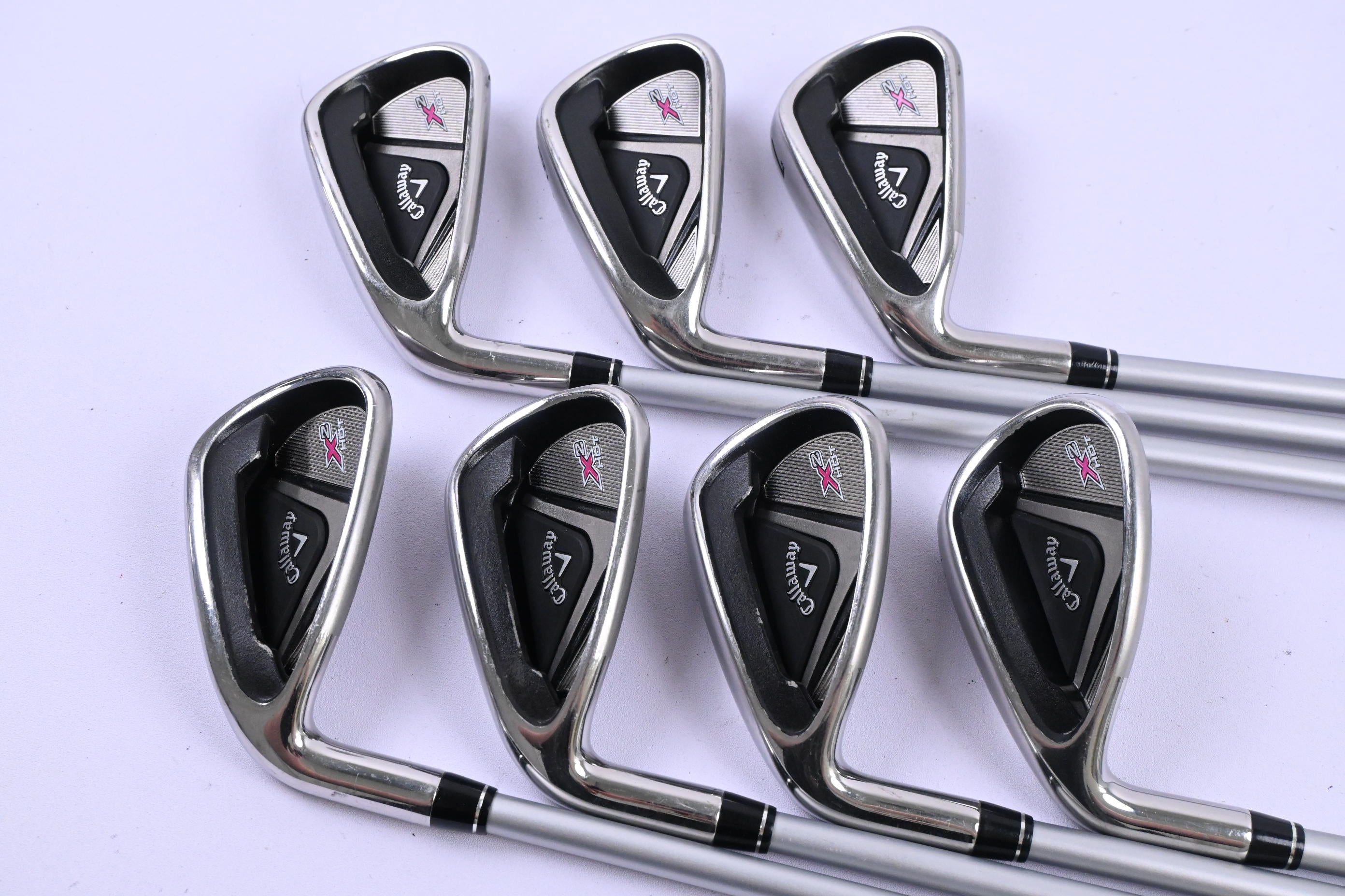 Left Hand Callaway X2 Hot Irons / 5-PW+SW / Ladies Flex Callaway X2 Hot Shafts
