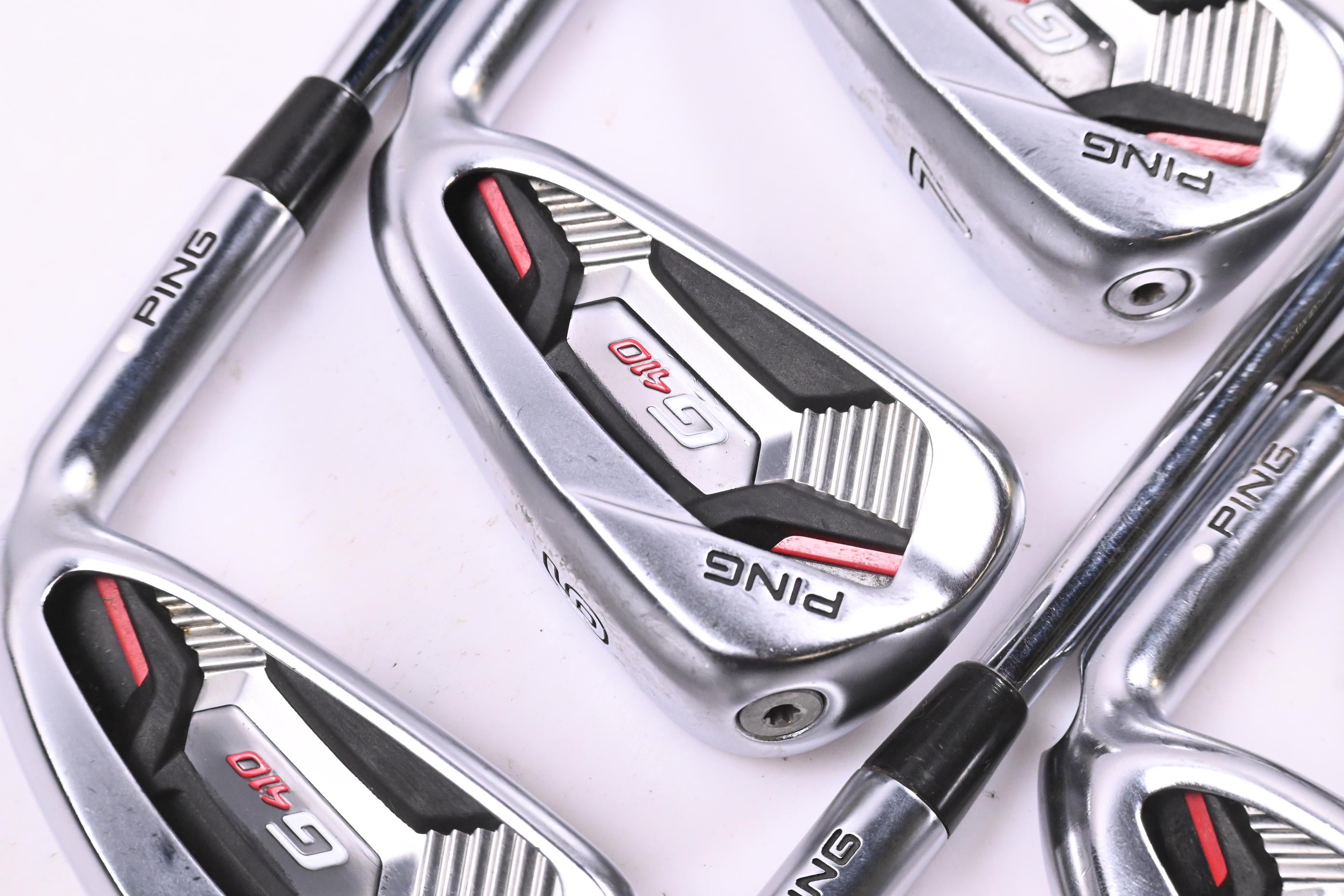 Ping G410 Irons / 5-PW / White Dot / Regular Flex Ping AWT 2.0 Shafts