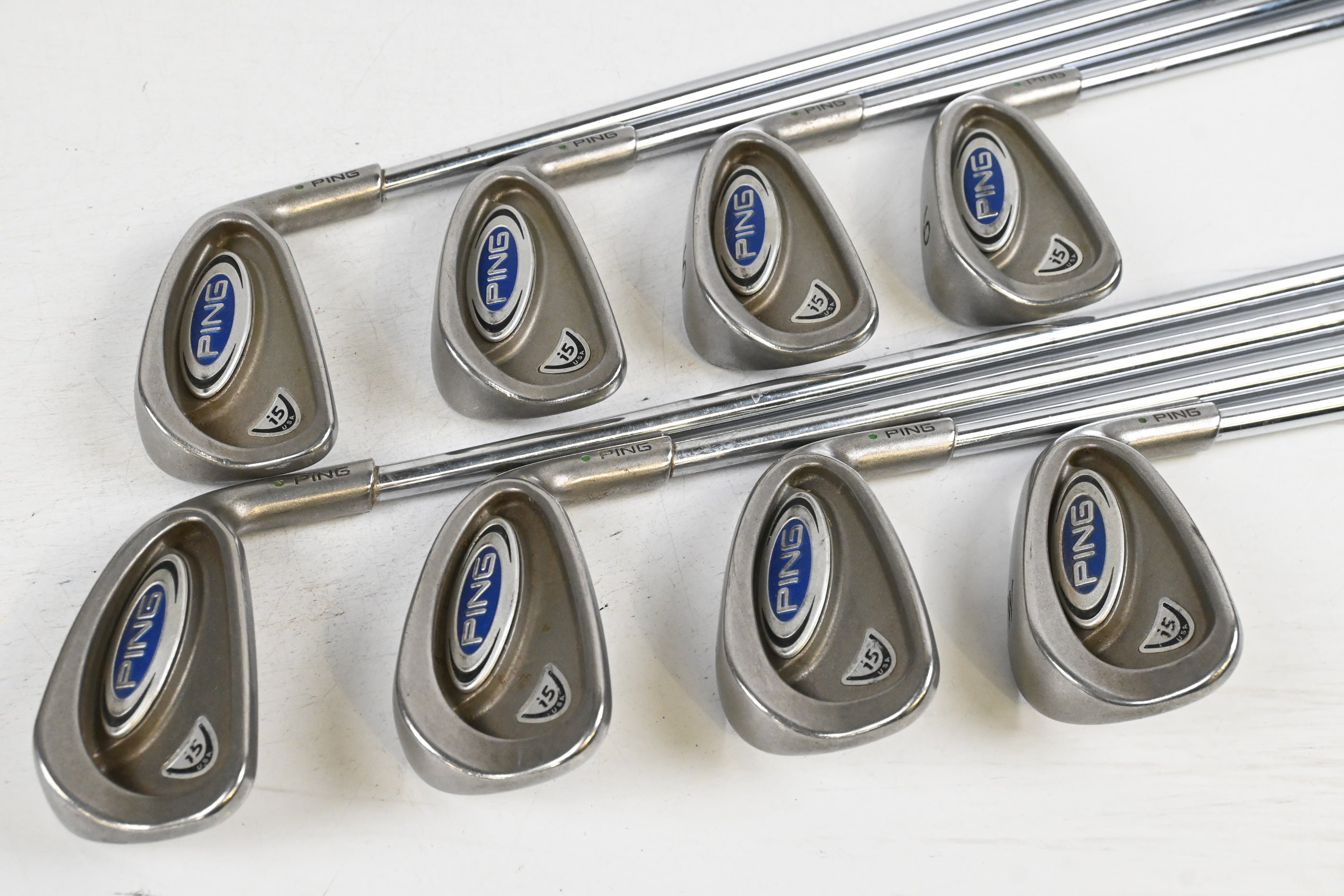 Ping i5 Irons / 3-PW / Green Dot / Stiff Flex Steel Shafts