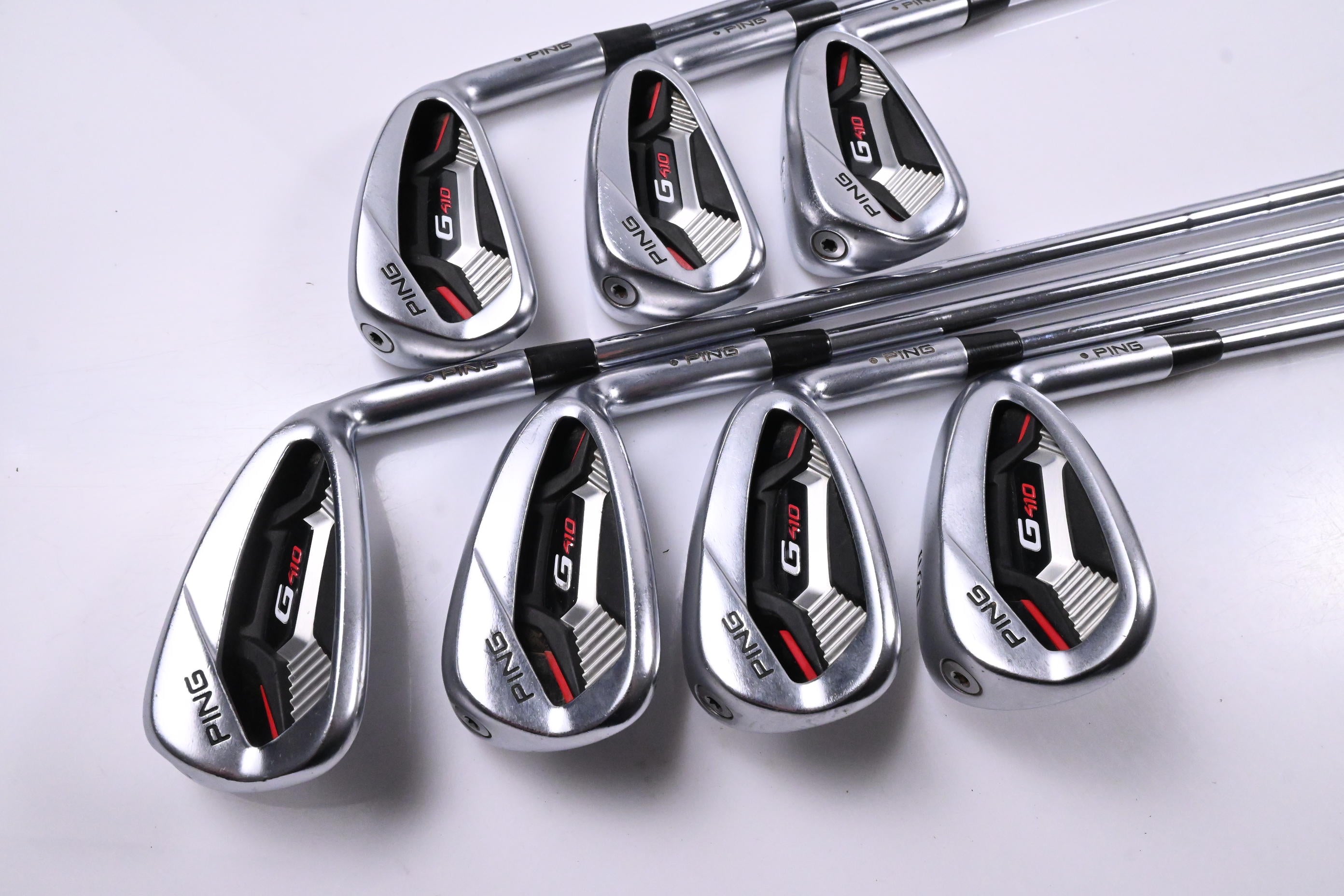 Ping G410 Irons / 5-PW+SW / Black Dot / Stiff Flex Ping AWT 2.0 Shafts
