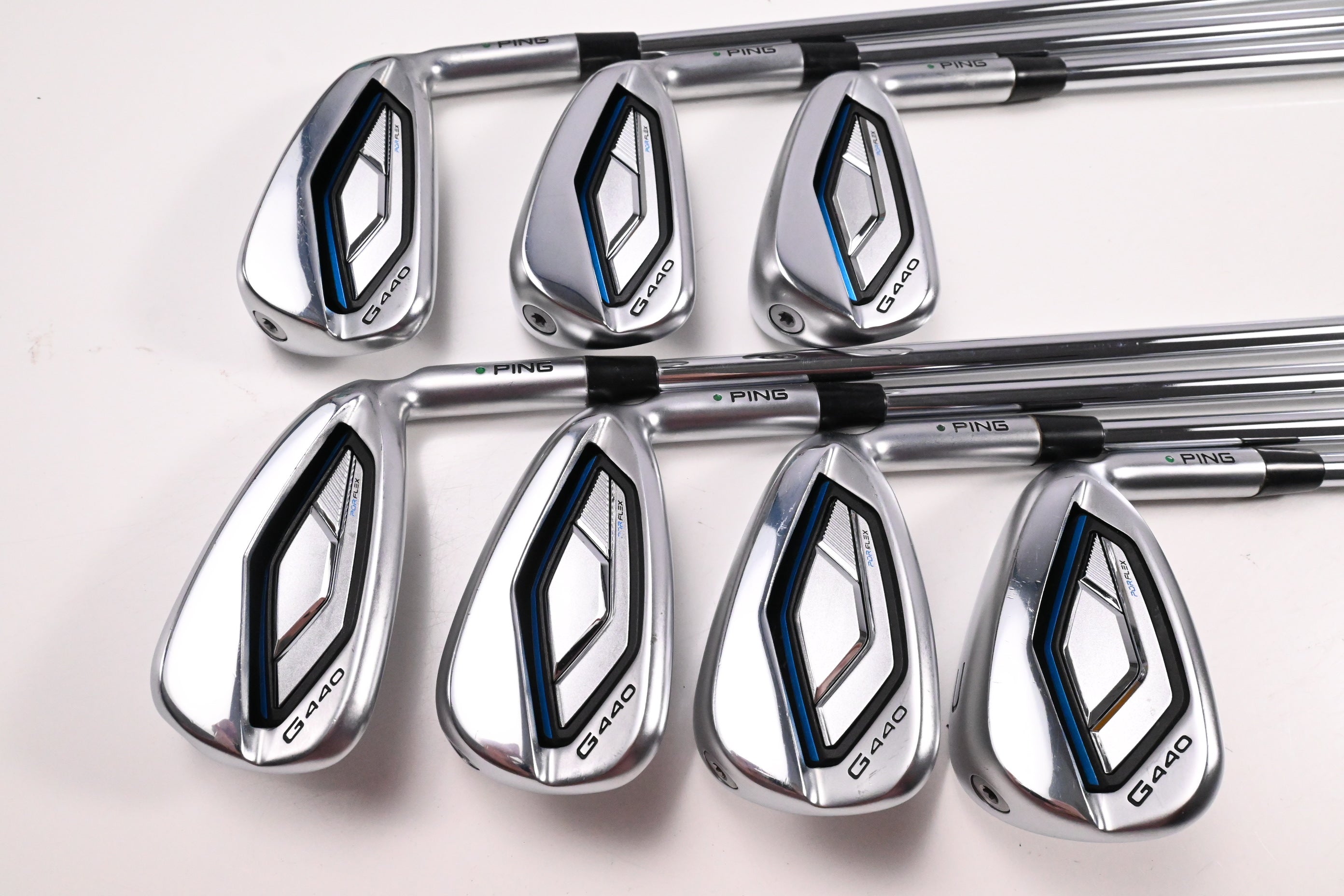 Ping G440 Irons / 5-PW+UW / Green Dot / Regular Flex Dynamic Gold R300 Shafts