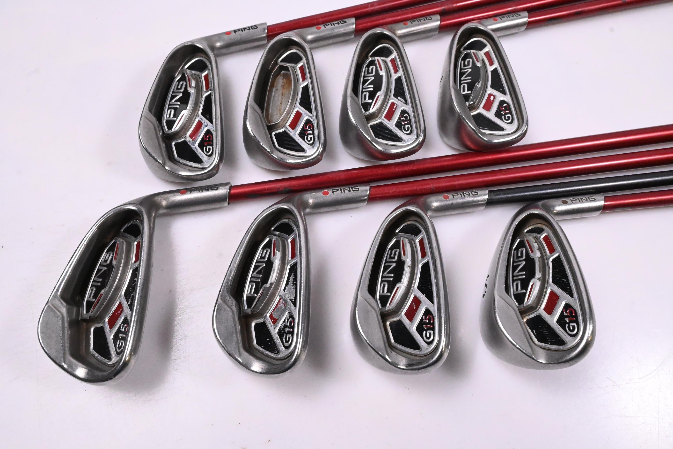 Ping G15 Irons / 4-PW+SW / Orange Dot / Regular Flex Ping TFC 149 Shafts