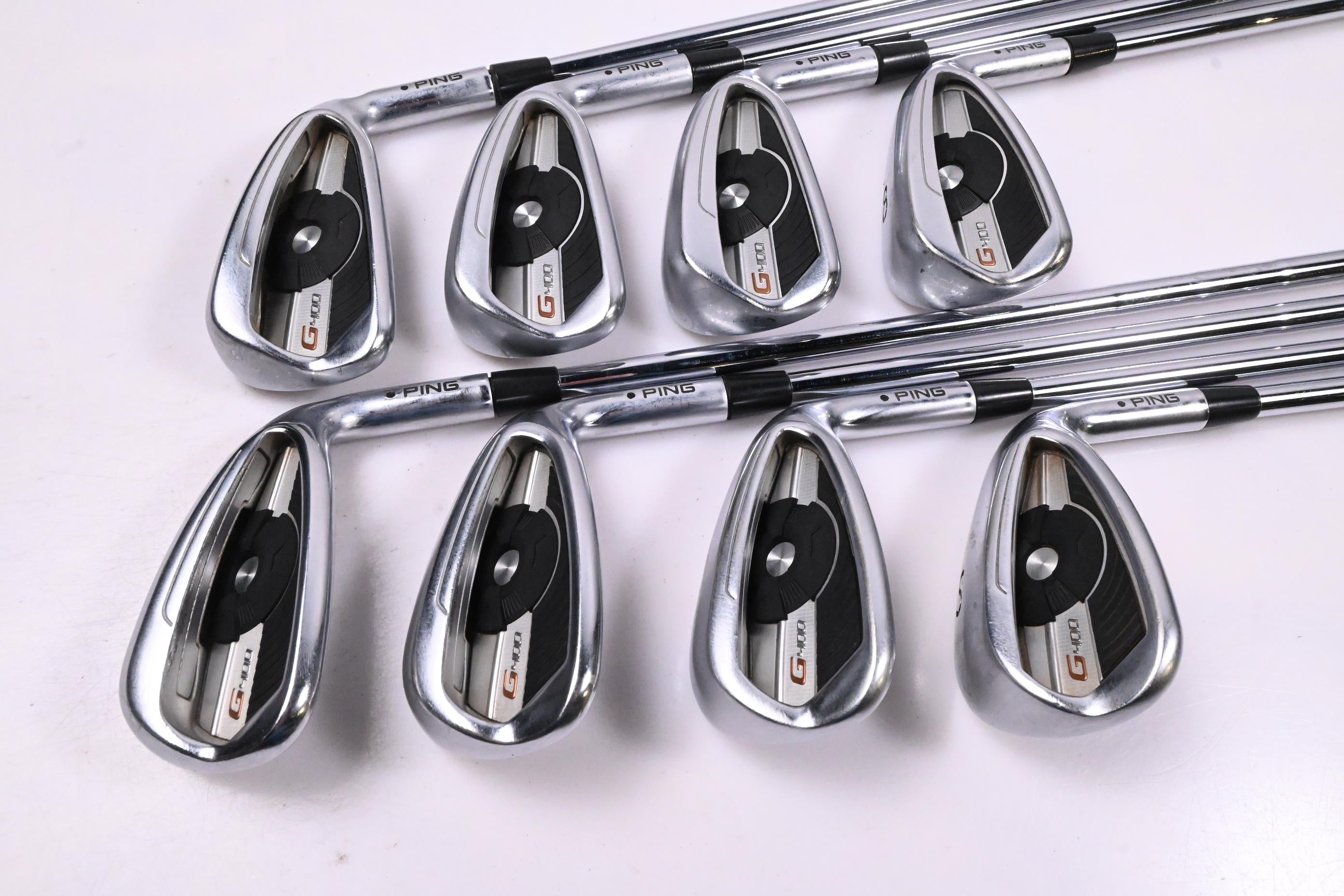 Ping G400 Irons / 5-PW+GW+SW / Black Dot / Stiff Flex Ping AMT 2.0 Shafts