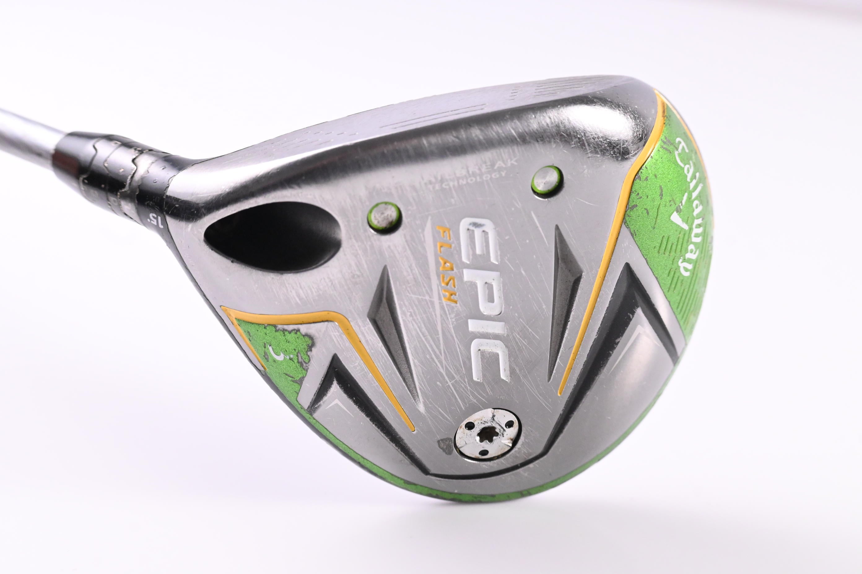 Left Hand Callaway Epic Flash #3 Wood / 15 Degree / Senior Flex Evenflow Green