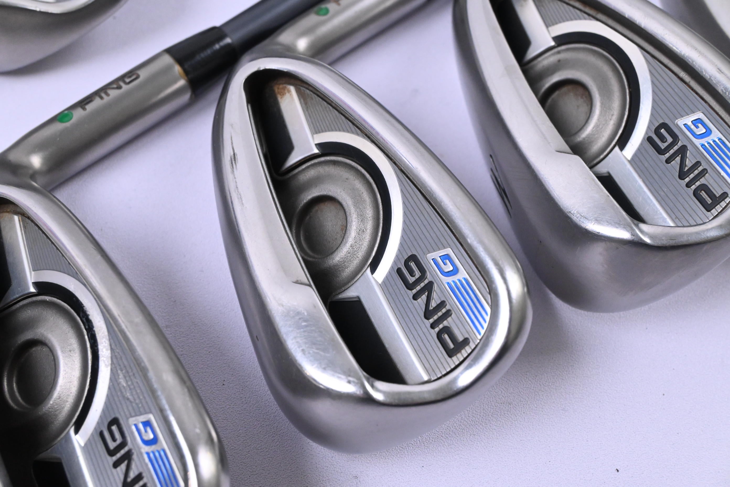 Ping G Series Irons / 4-PW+GW+SW / Green Dot / Senior Flex Ping CFS 65 Shafts