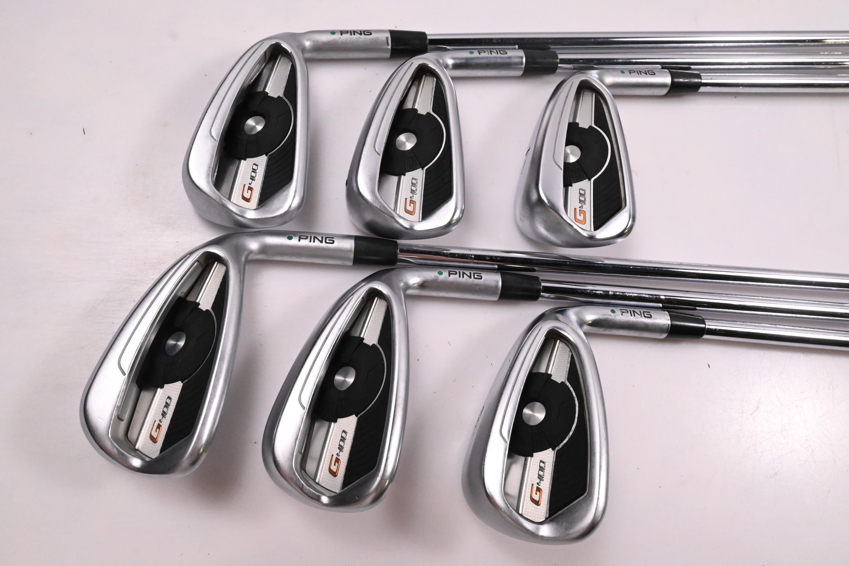 Ping G400 Irons / 5-PW / Green Dot / Regular Flex Ping AWT 2.0 Shafts