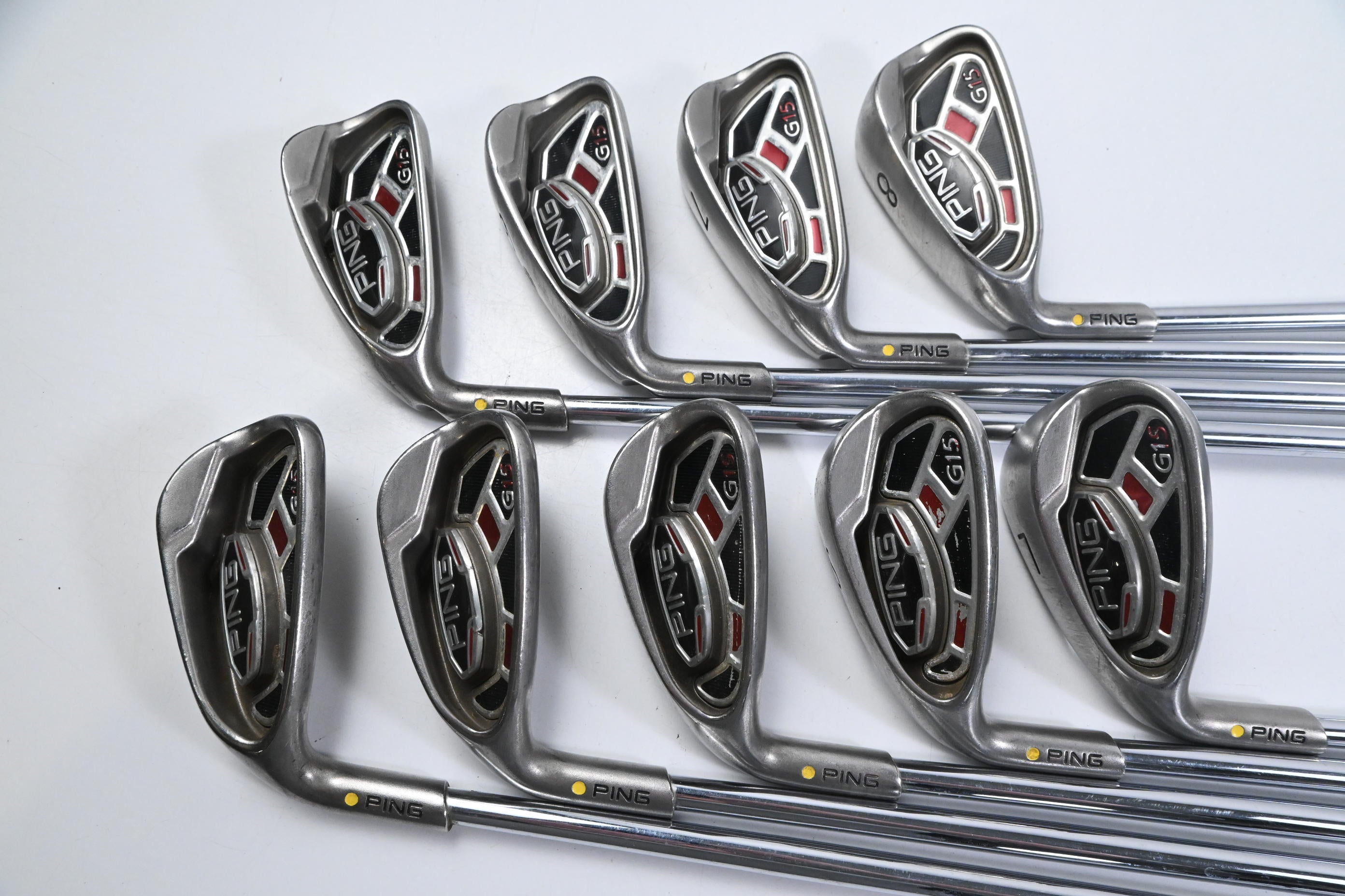 Left Hand Ping G15 Irons / Yellow Dot / 6-PW+GW+SW+LW / Regular Flex