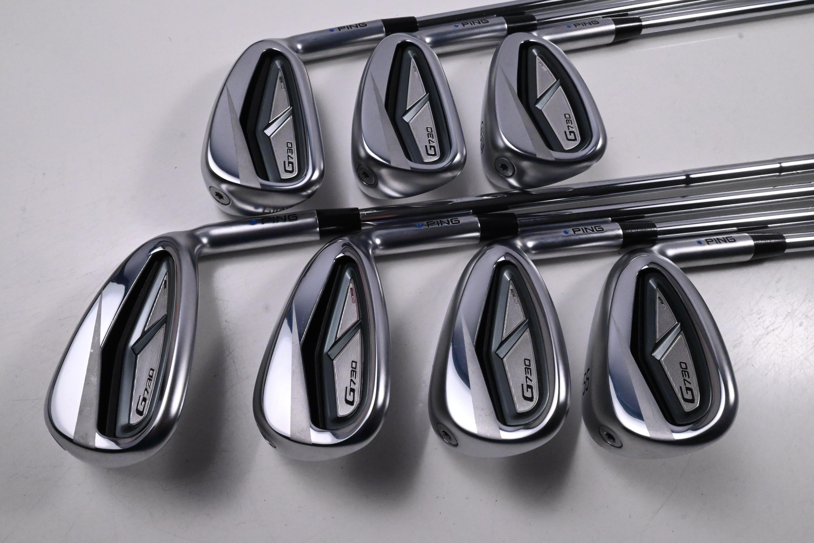 Ping G730 Irons / 7-PW+UW+50°+56° / Blue Dot / Regular Flex Dynamic Gold MID 115