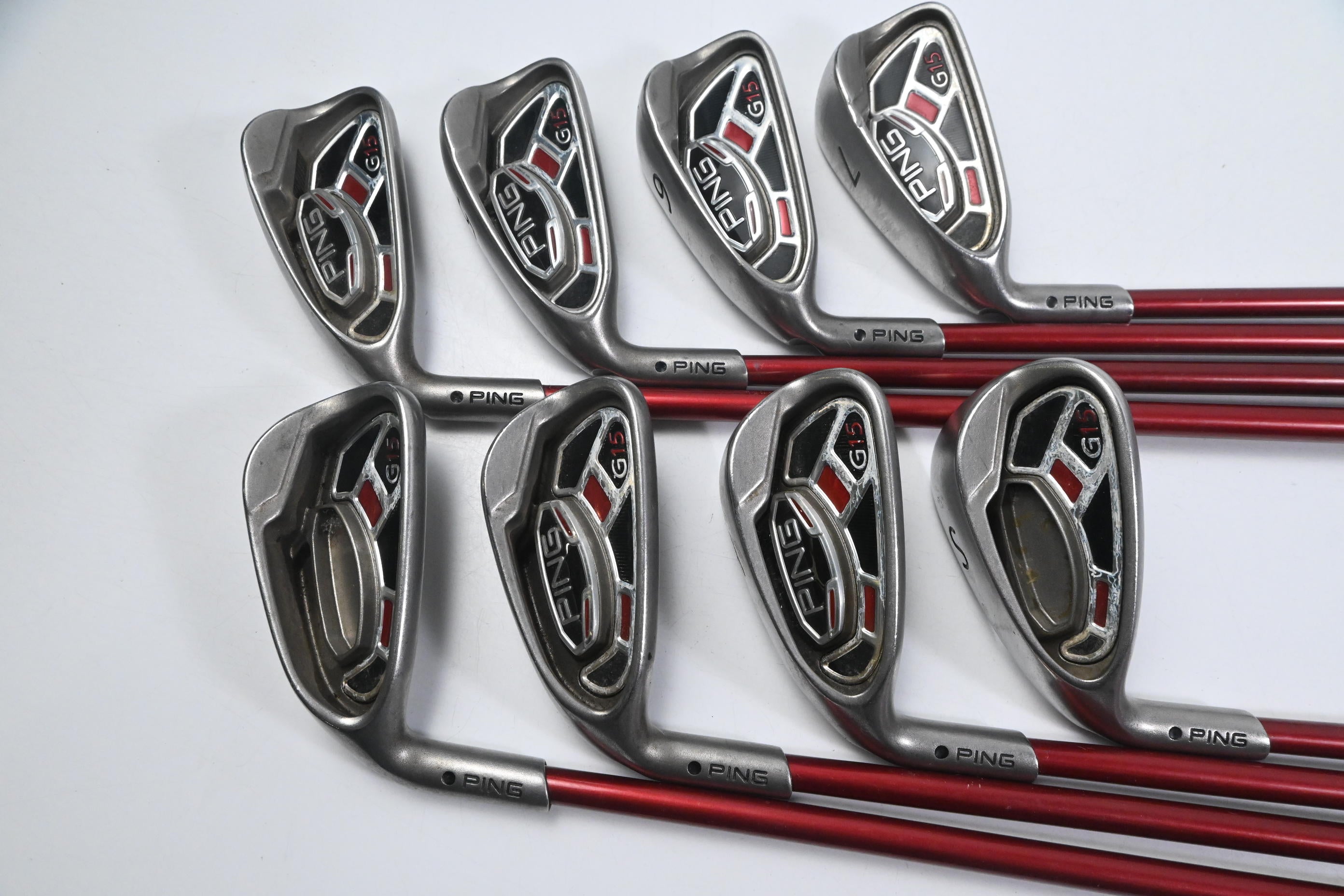 Left Hand Ping G15 Irons / 4-PW+SW / Black Dot / Regular Flex Ping TFC 149 Shafts