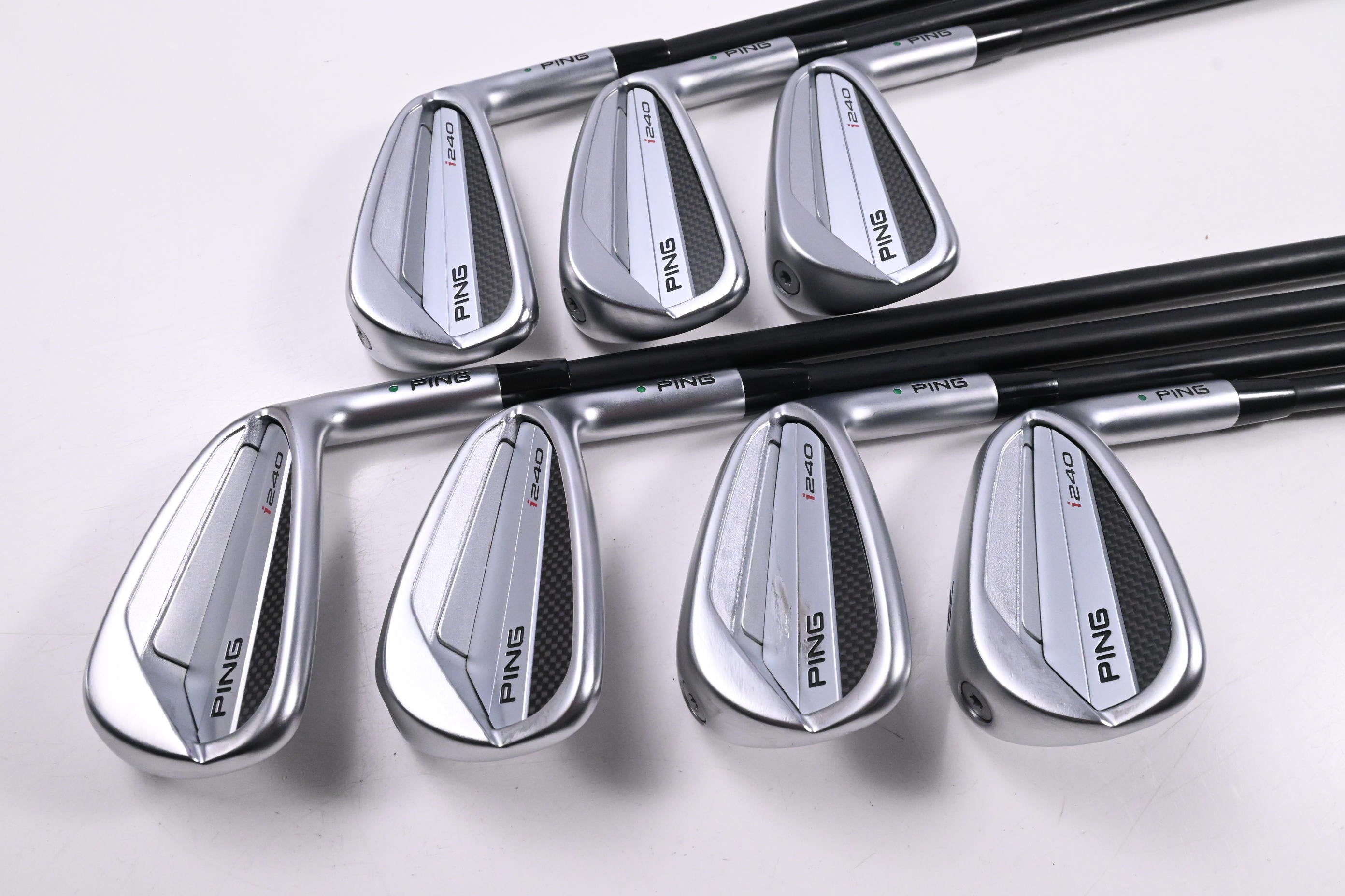 Ping I240 Irons / 4-PW / Green Dot / Stiff Flex Ping Alta CB Blue AWT Shafts
