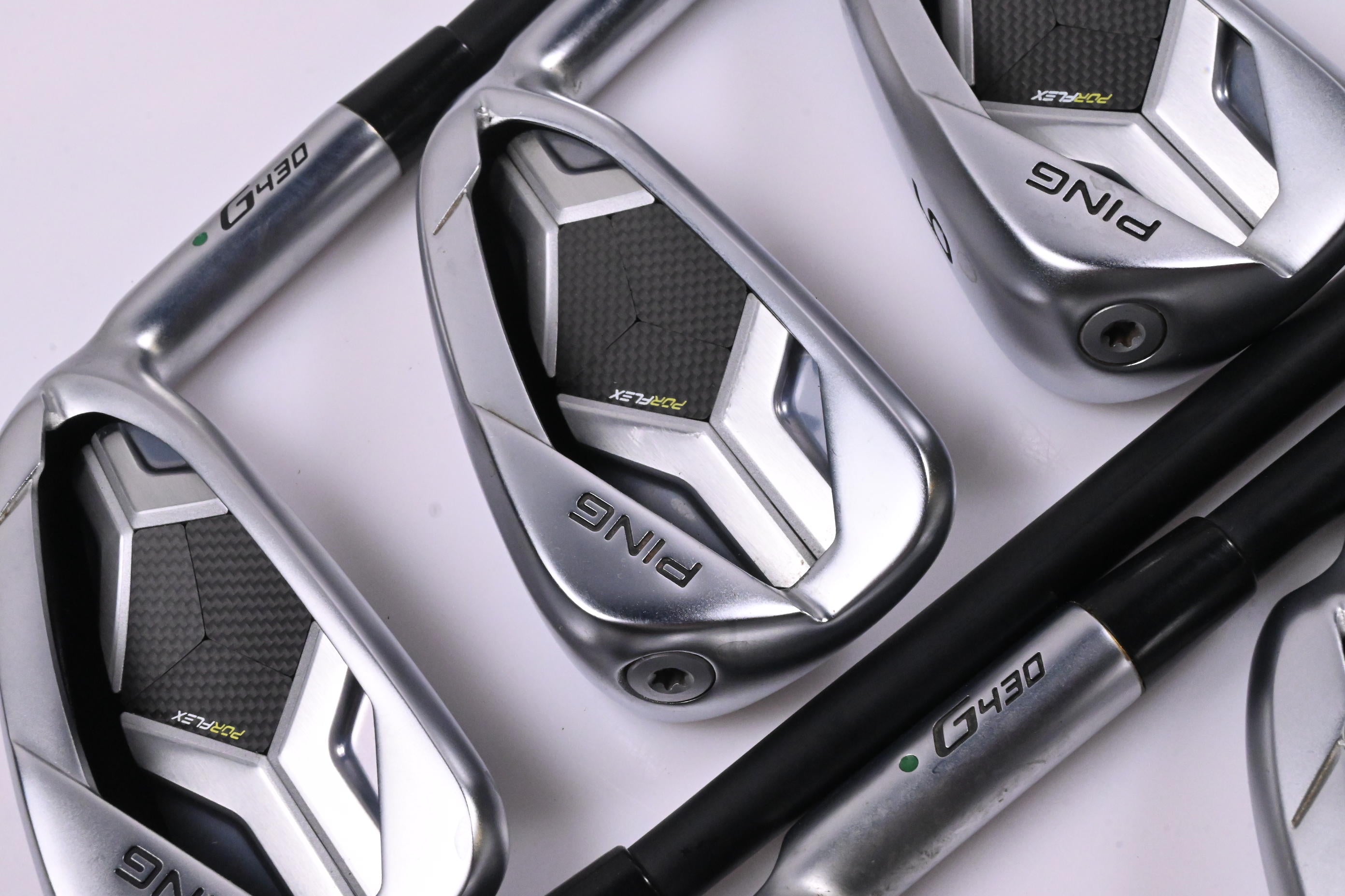 Ping G430 Irons / 4-PW / Green Dot / Stiff Flex Ping ALTA CVB Black AWT Shafts