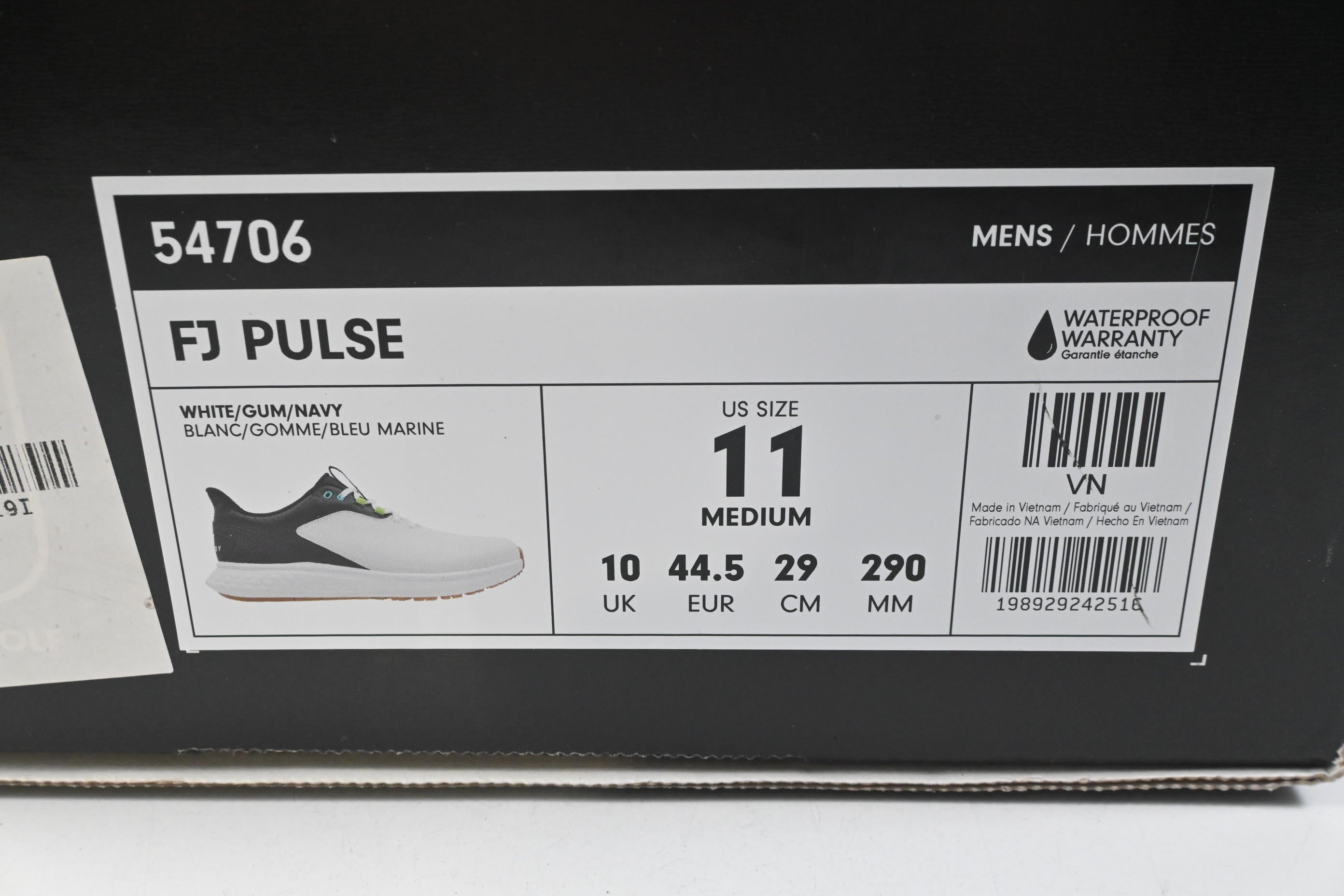 FootJoy Pulse Golf Shoes / Size UK 10 / White, Gum & Navy