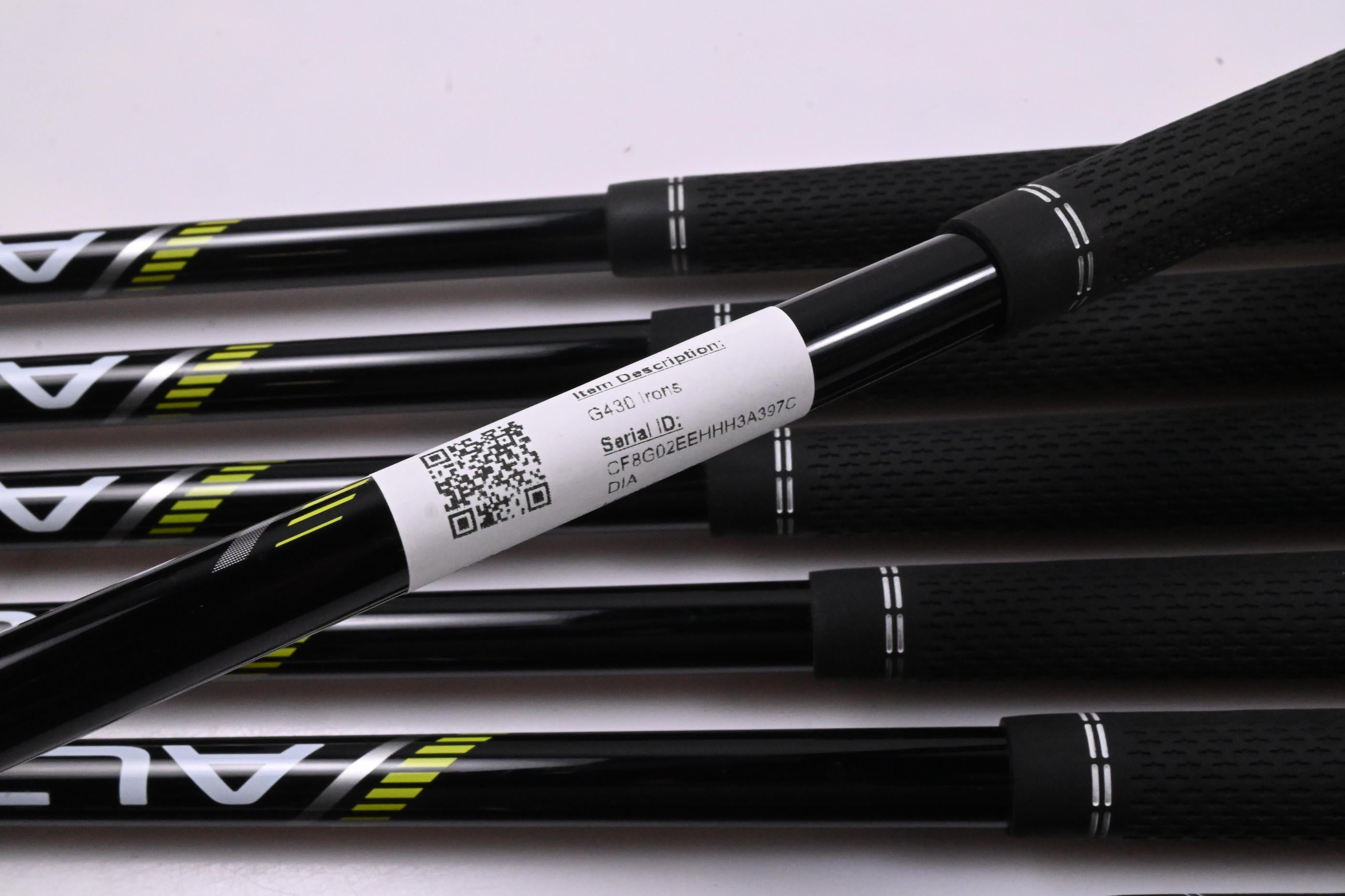 Ping G430 Irons / 4-PW / Green Dot / Stiff Flex Ping ALTA CVB Black AWT Shafts