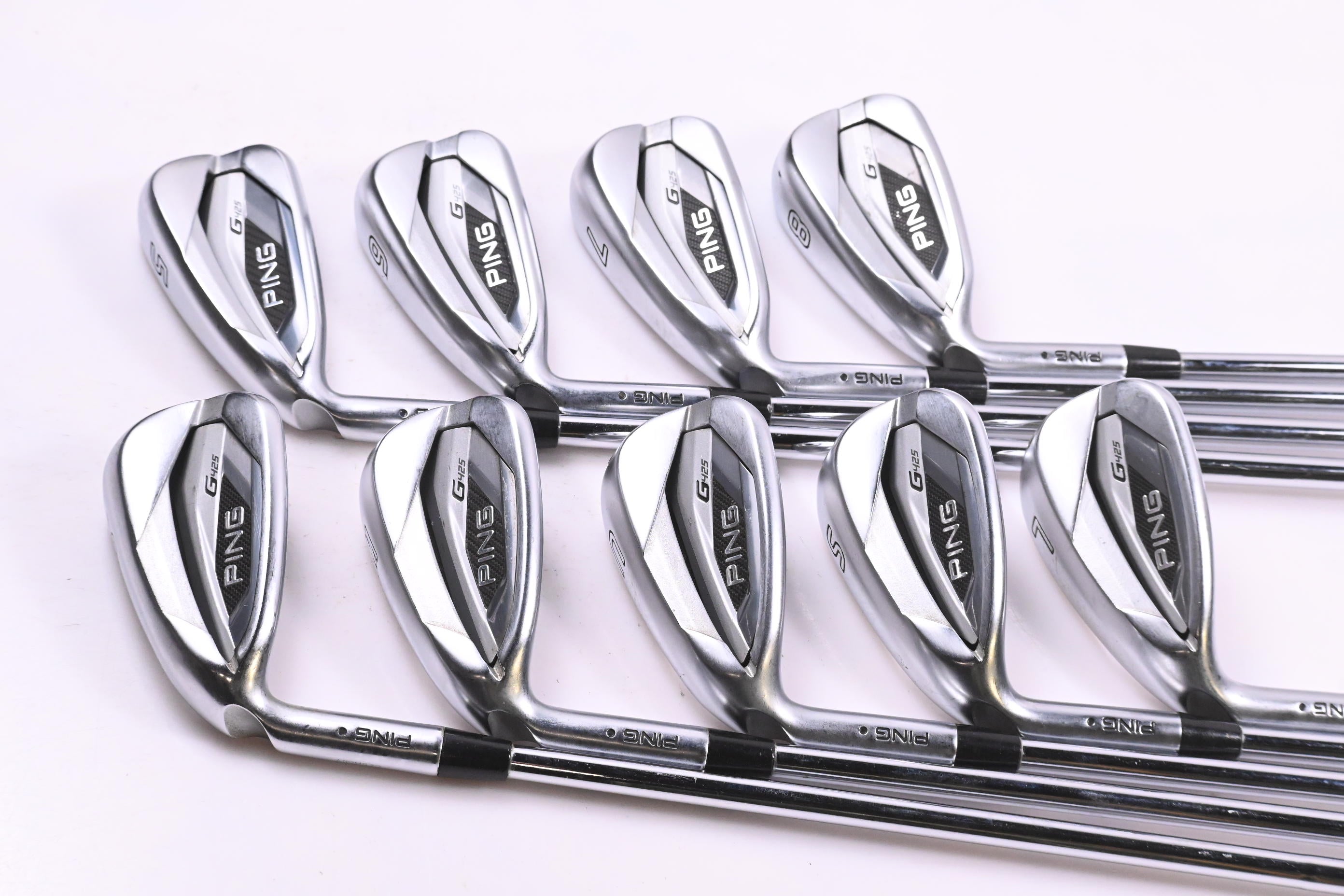Left Hand Ping G425 Irons / 5-PW+GW+SW+LW / Black Dot / Regular Flex Ping AWT