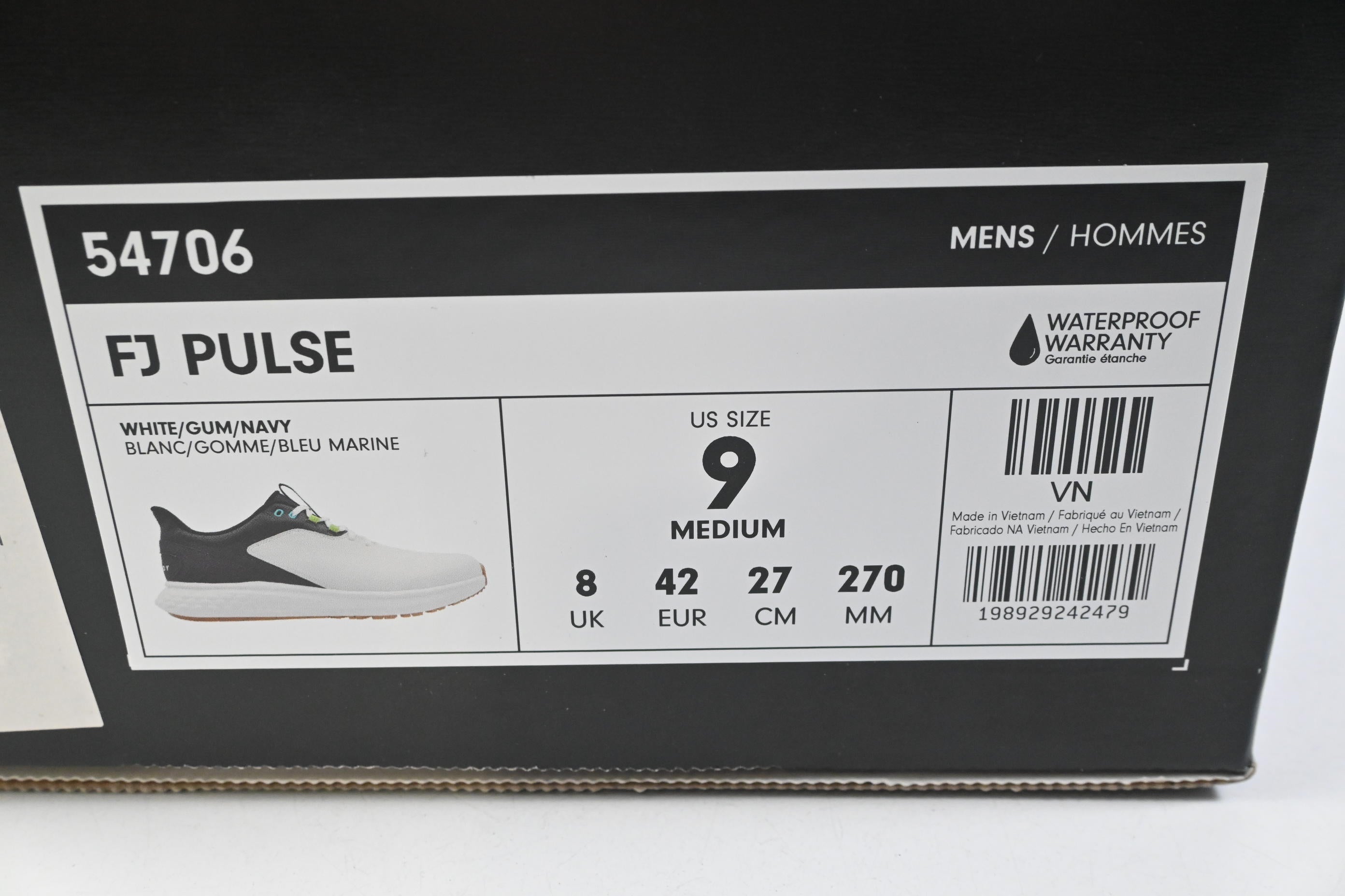 FootJoy Pulse Golf Shoes / Size UK 8 / White, Gum & Navy