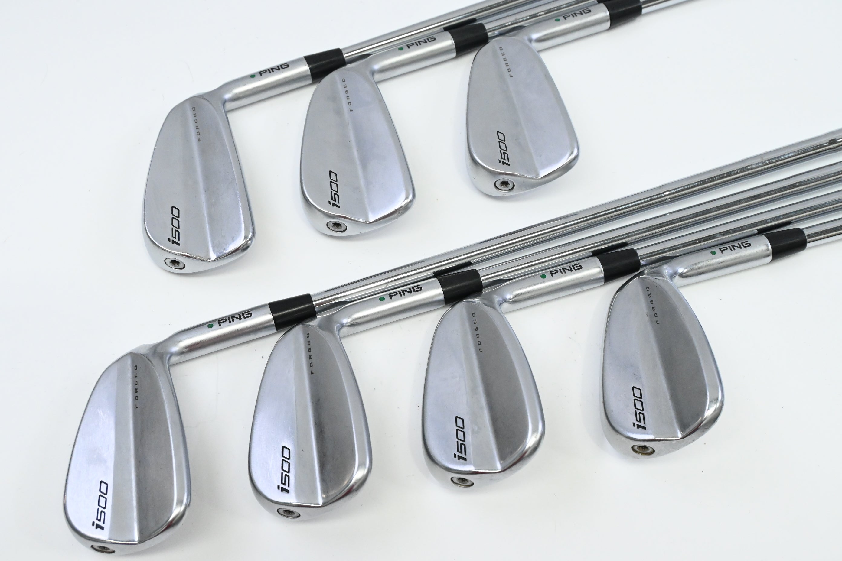 Ping i500 Irons / 5-PW+UW / Green Dot / Stiff Flex Dynamic Gold S300 Shafts
